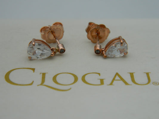 Clogau 9ct Rose Gold Fairy Zircon Drop Earrings