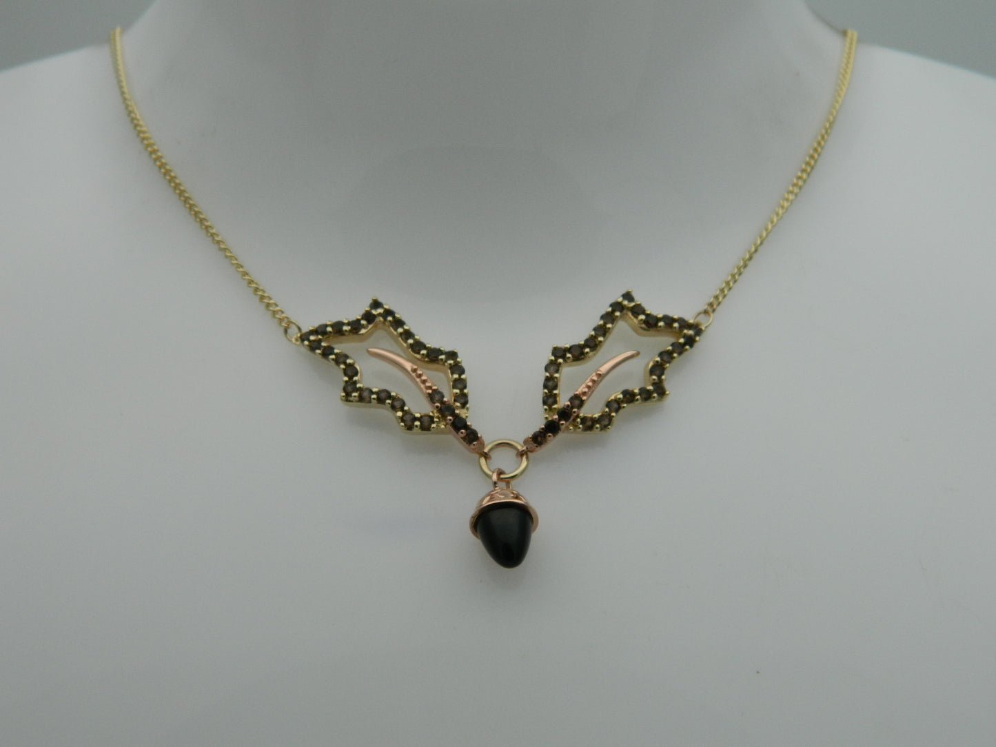 Clogau 9ct Yellow & Rose Gold Royal Clogau Oak Smoky Quartz Necklace