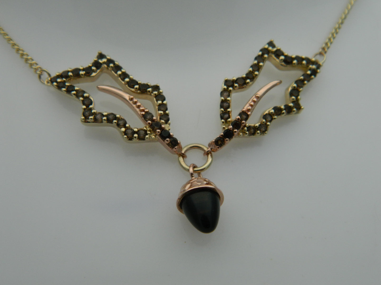 Clogau 9ct Yellow & Rose Gold Royal Clogau Oak Smoky Quartz Necklace