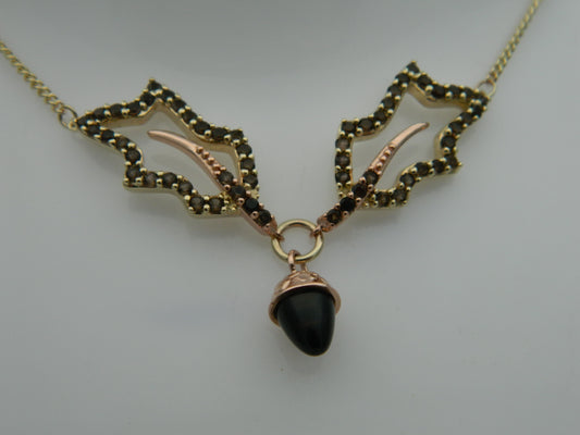 Clogau 9ct Yellow & Rose Gold Royal Clogau Oak Smoky Quartz Necklace