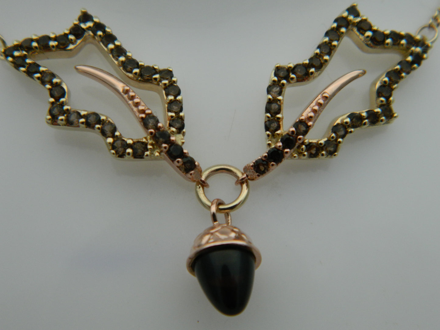 Clogau 9ct Yellow & Rose Gold Royal Clogau Oak Smoky Quartz Necklace