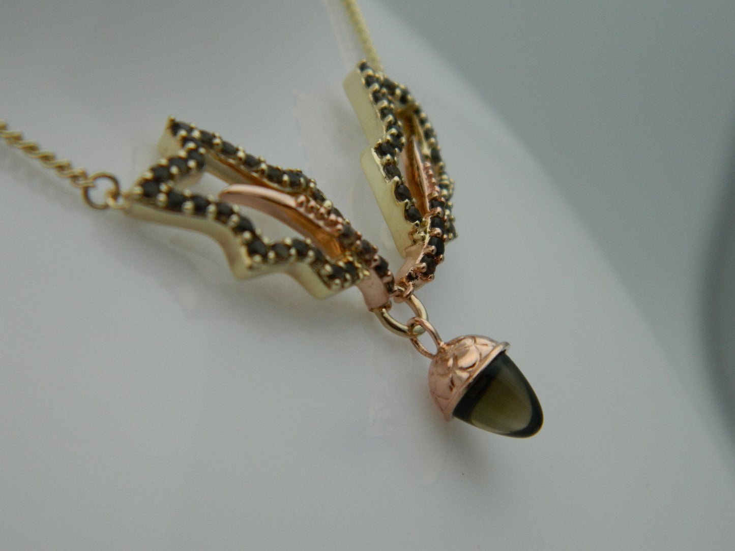 Clogau 9ct Yellow & Rose Gold Royal Clogau Oak Smoky Quartz Necklace