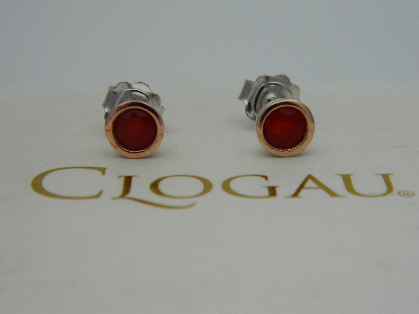 Clogau Sterling Silver & 9ct Rose Gold Garnet January Birthstone Stud Earrings