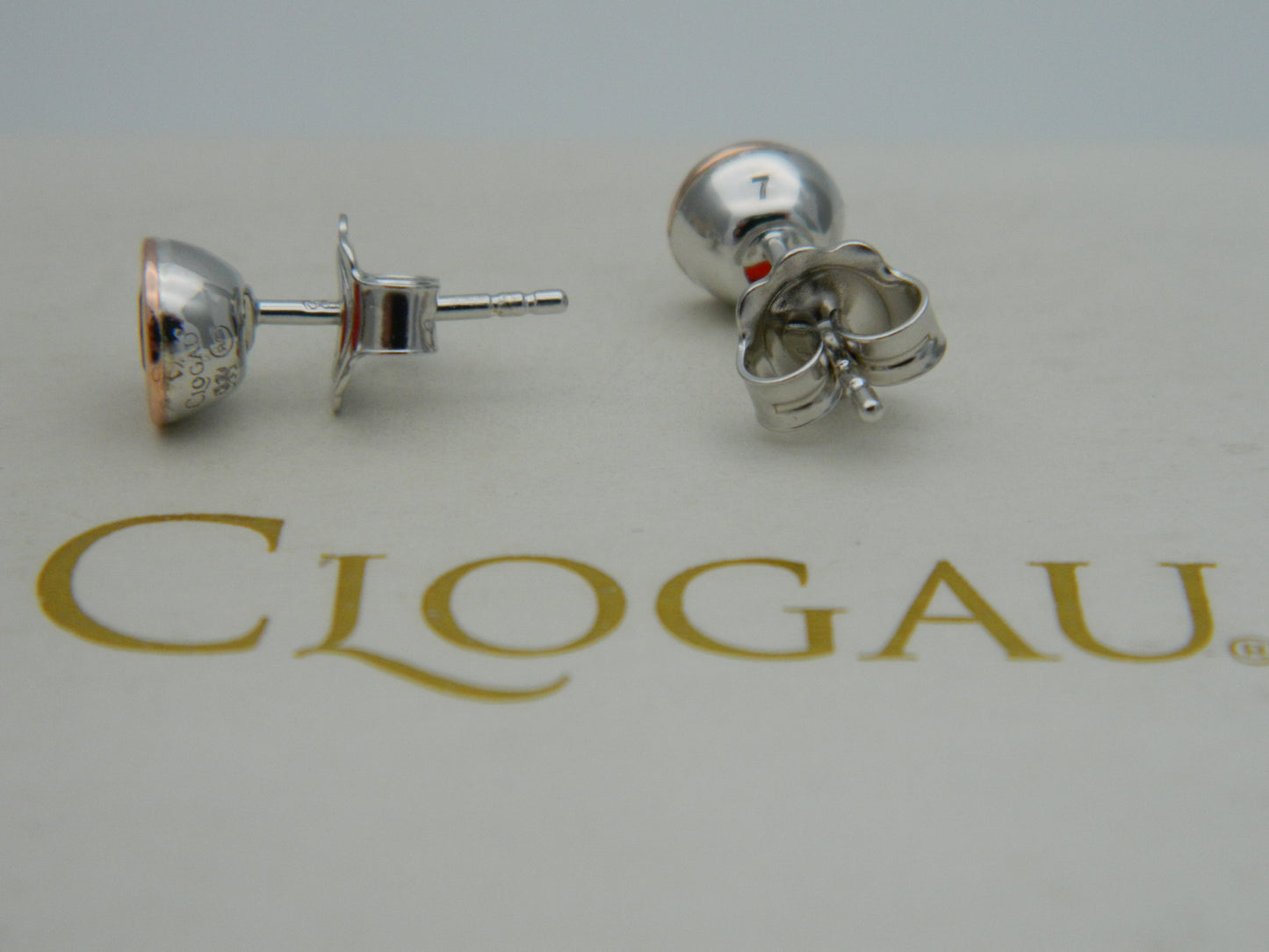 Clogau Sterling Silver & 9ct Rose Gold Carnelian July Birthstone Stud Earrings