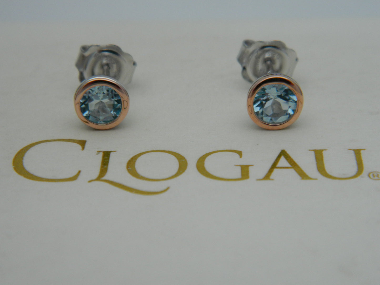 Clogau Sterling Silver & 9ct Rose Gold Blue Topaz December Birthstone Stud Earrings