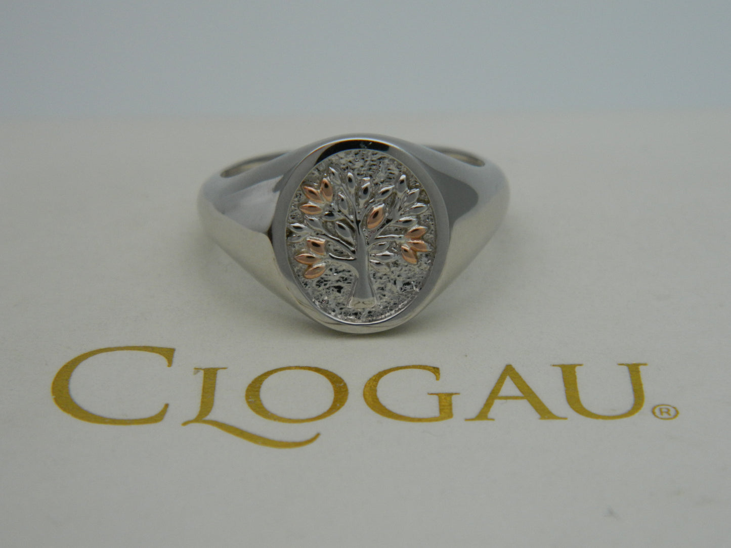 Clogau Sterling Silver & 9ct Rose Gold Tree of Life Signet Ring size P