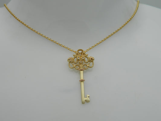 Clogau 14ct Yellow & Rose Gold Diamond Kensington Key Pendant