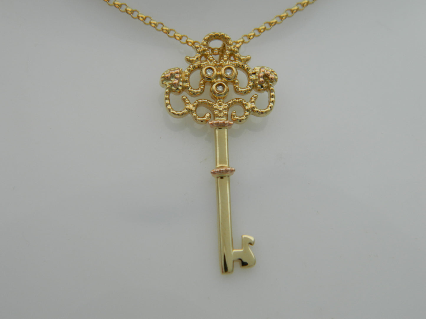 Clogau 14ct Yellow & Rose Gold Diamond Kensington Key Pendant