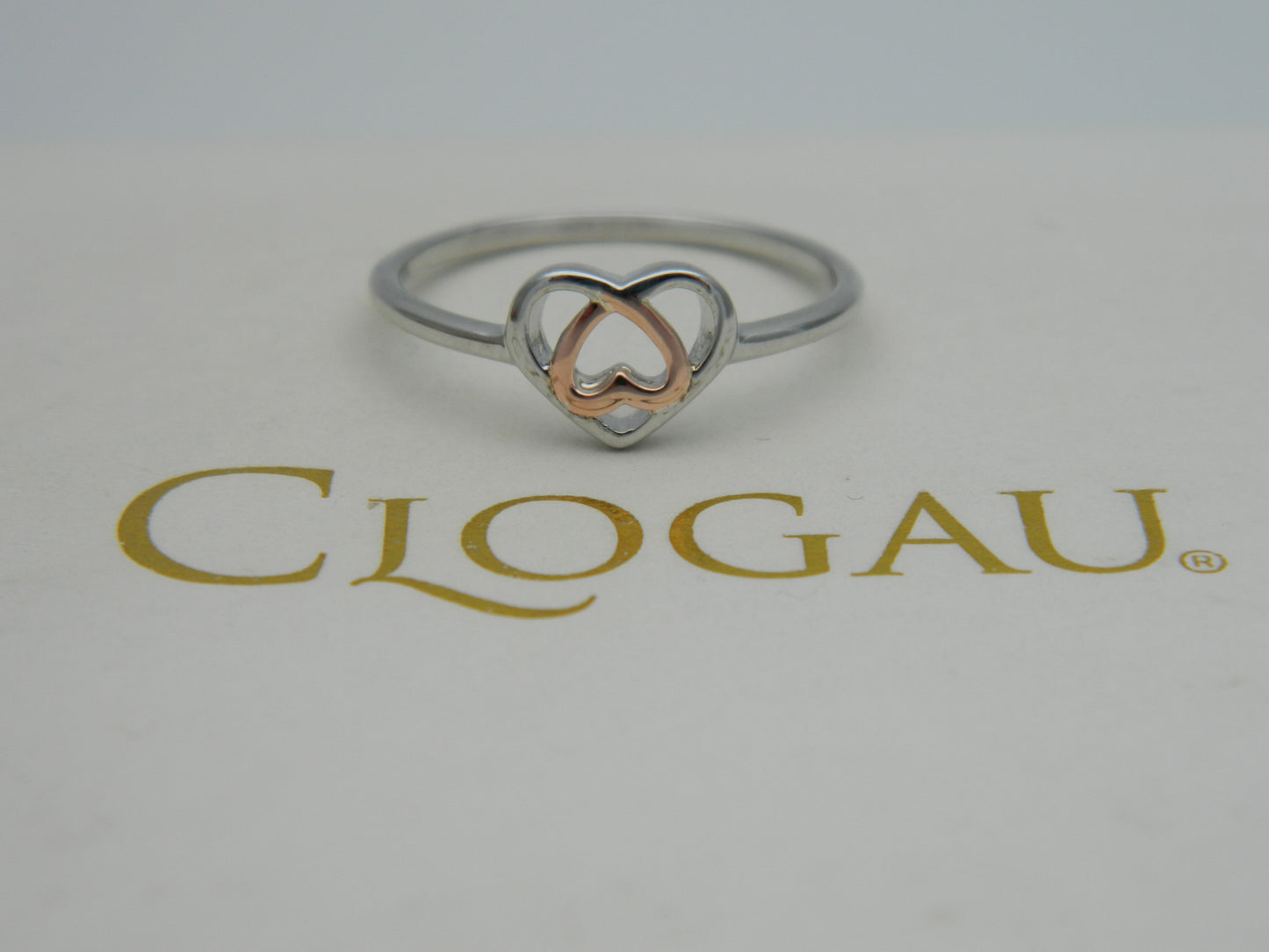 Clogau Sterling Silver & 9ct Rose Gold Affinity Heart Ring size L or N