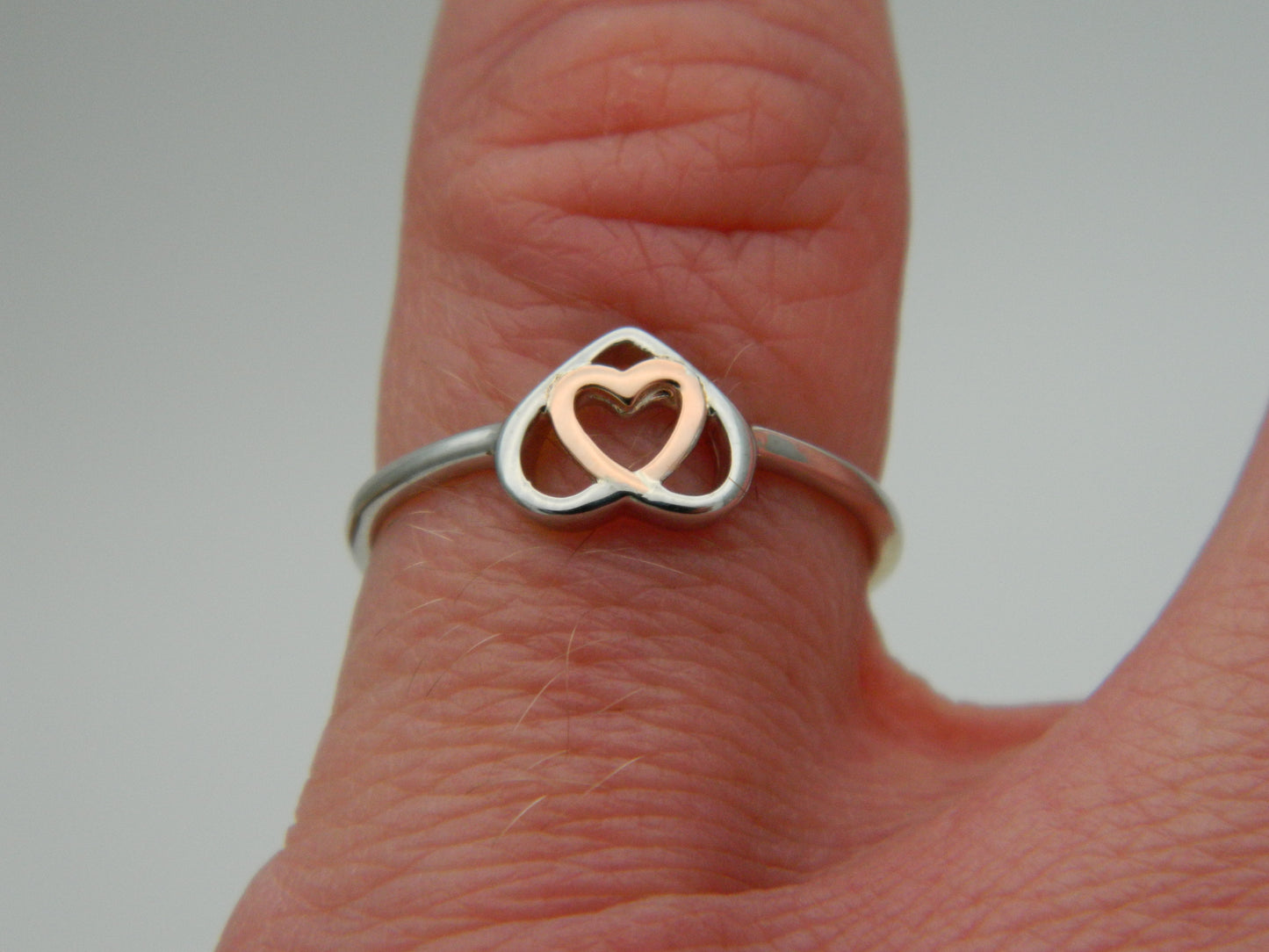 Clogau Sterling Silver & 9ct Rose Gold Affinity Heart Ring size L or N