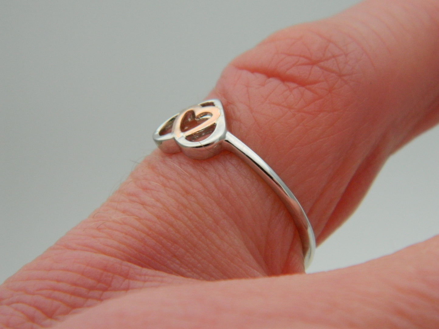 Clogau Sterling Silver & 9ct Rose Gold Affinity Heart Ring size L or N