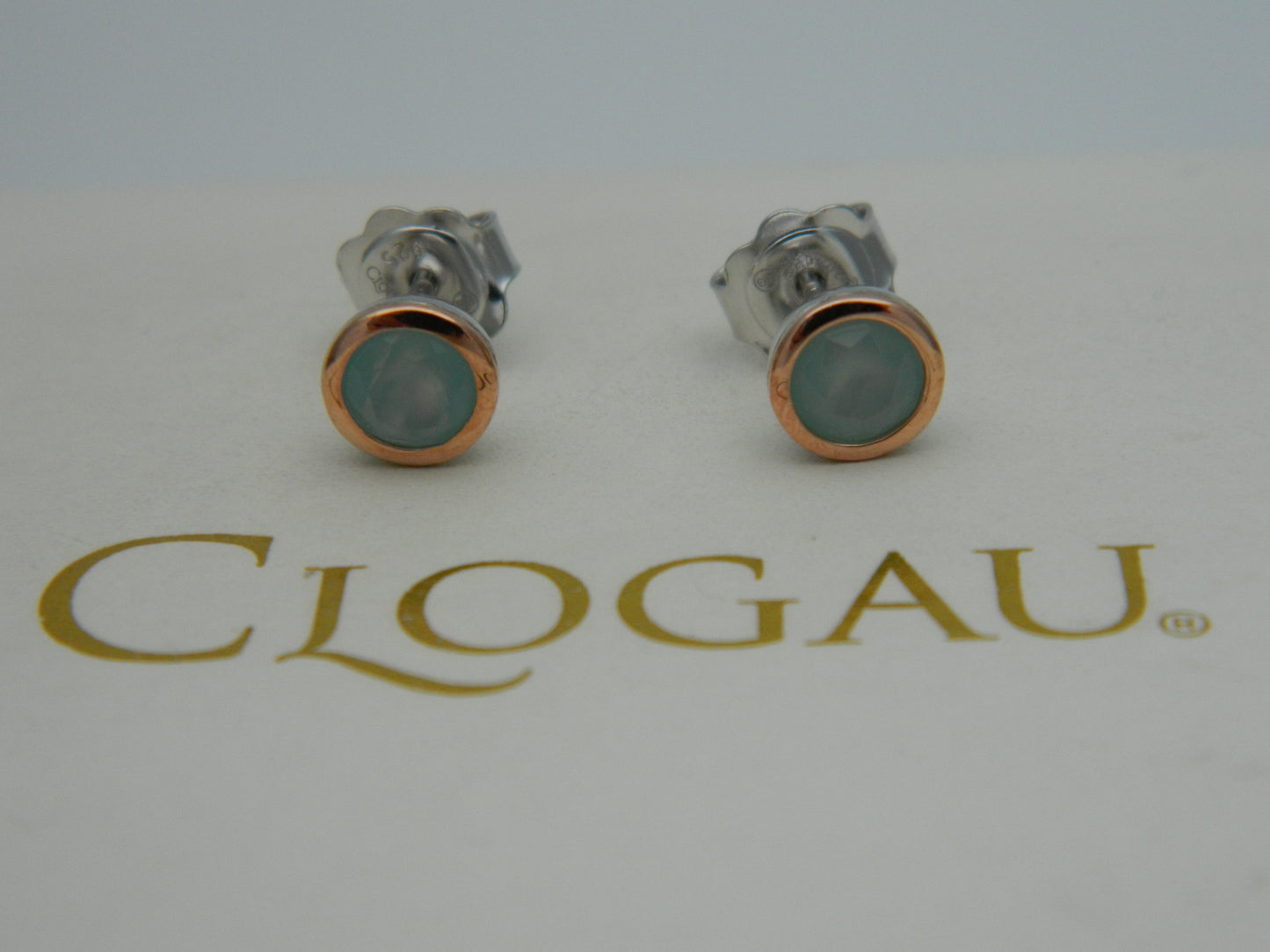 Clogau Sterling Silver & 9ct Rose Gold Agate September Birthstone Stud Earrings