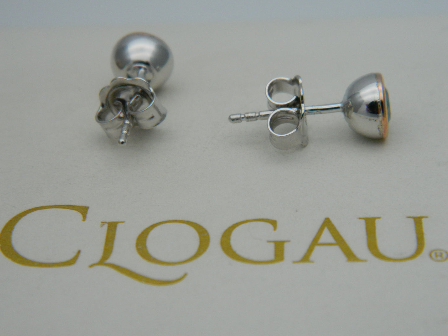 Clogau Sterling Silver & 9ct Rose Gold Agate September Birthstone Stud Earrings