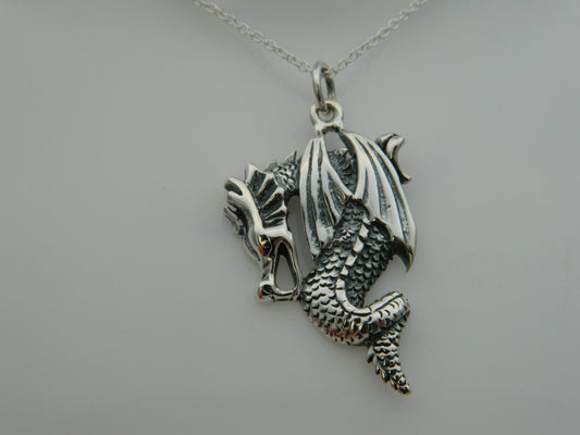 Sterling Silver Dragon Pendant & Chain