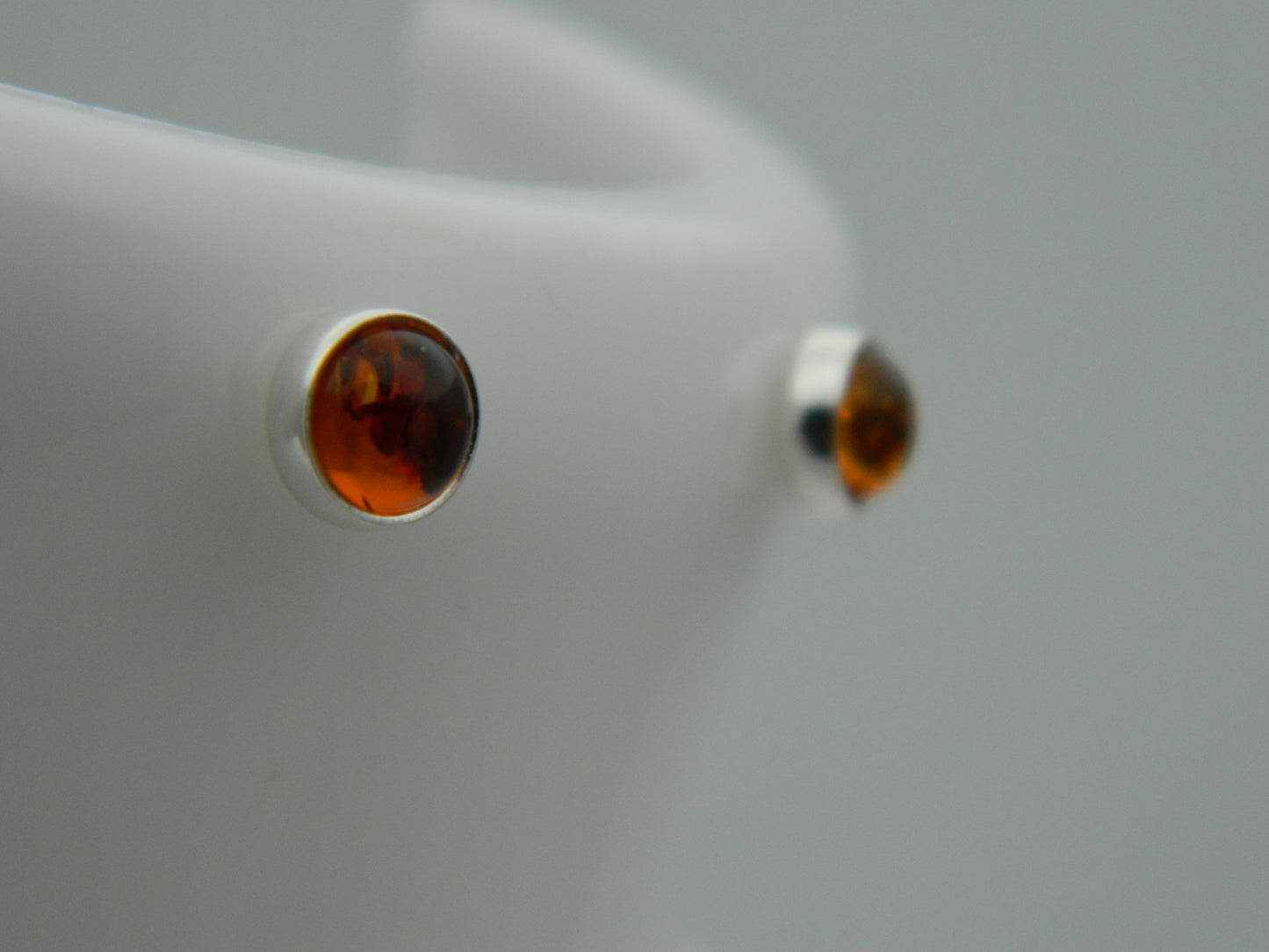 Sterling Silver Amber Stud Earrings