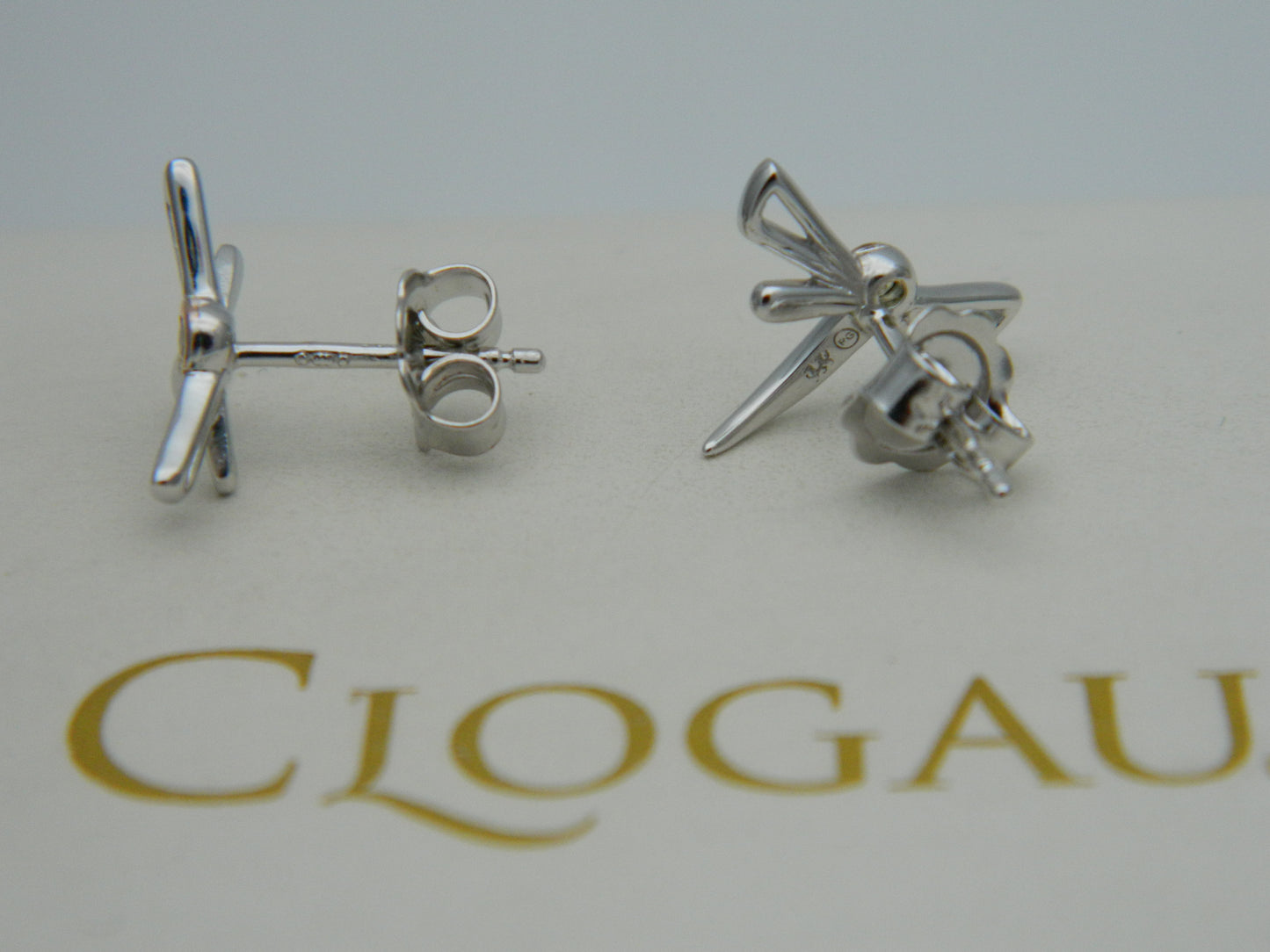 Clogau Sterling Silver & 9ct Rose Gold Damselfly Peridot Stud Earrings