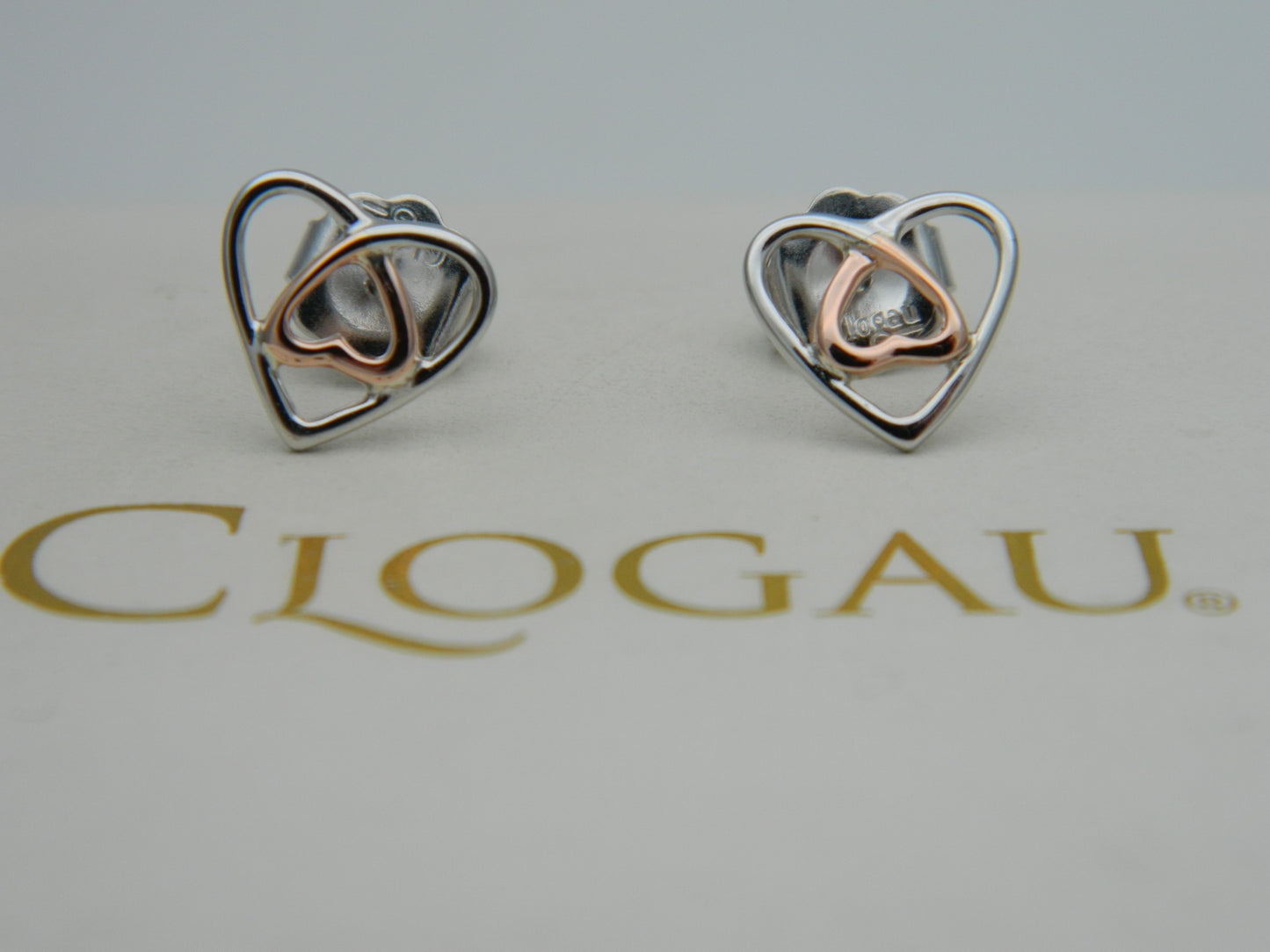 Clogau Sterling Silver & 9ct Rose Gold Celtic Heart Stud Earrings