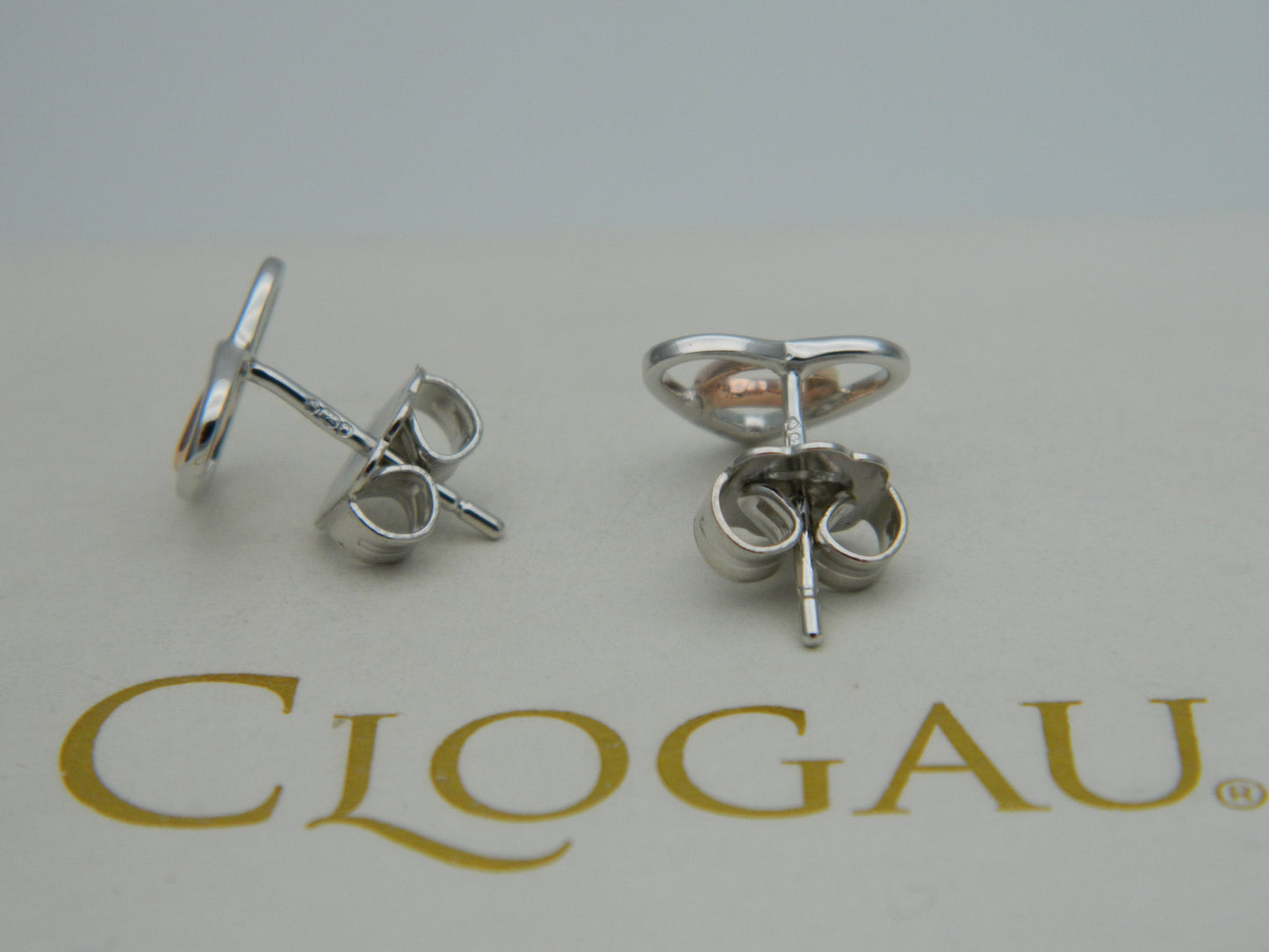 Clogau Sterling Silver & 9ct Rose Gold Celtic Heart Stud Earrings