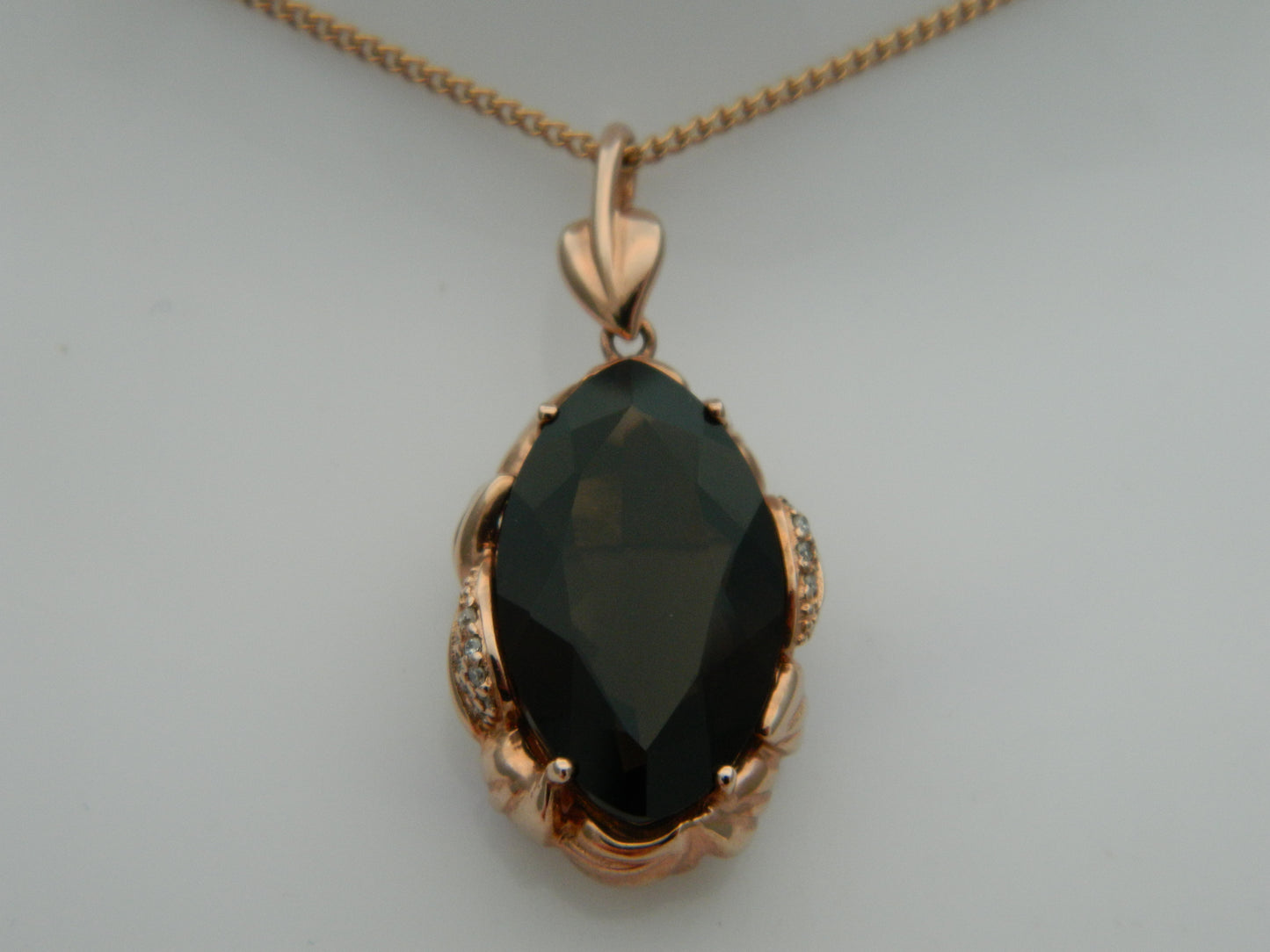 Clogau 9ct Rose Gold Ar Dan Smoky Quartz & Diamond Pendant