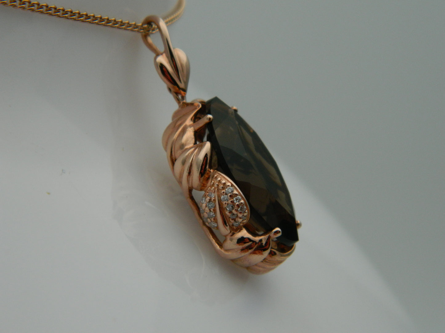 Clogau 9ct Rose Gold Ar Dan Smoky Quartz & Diamond Pendant