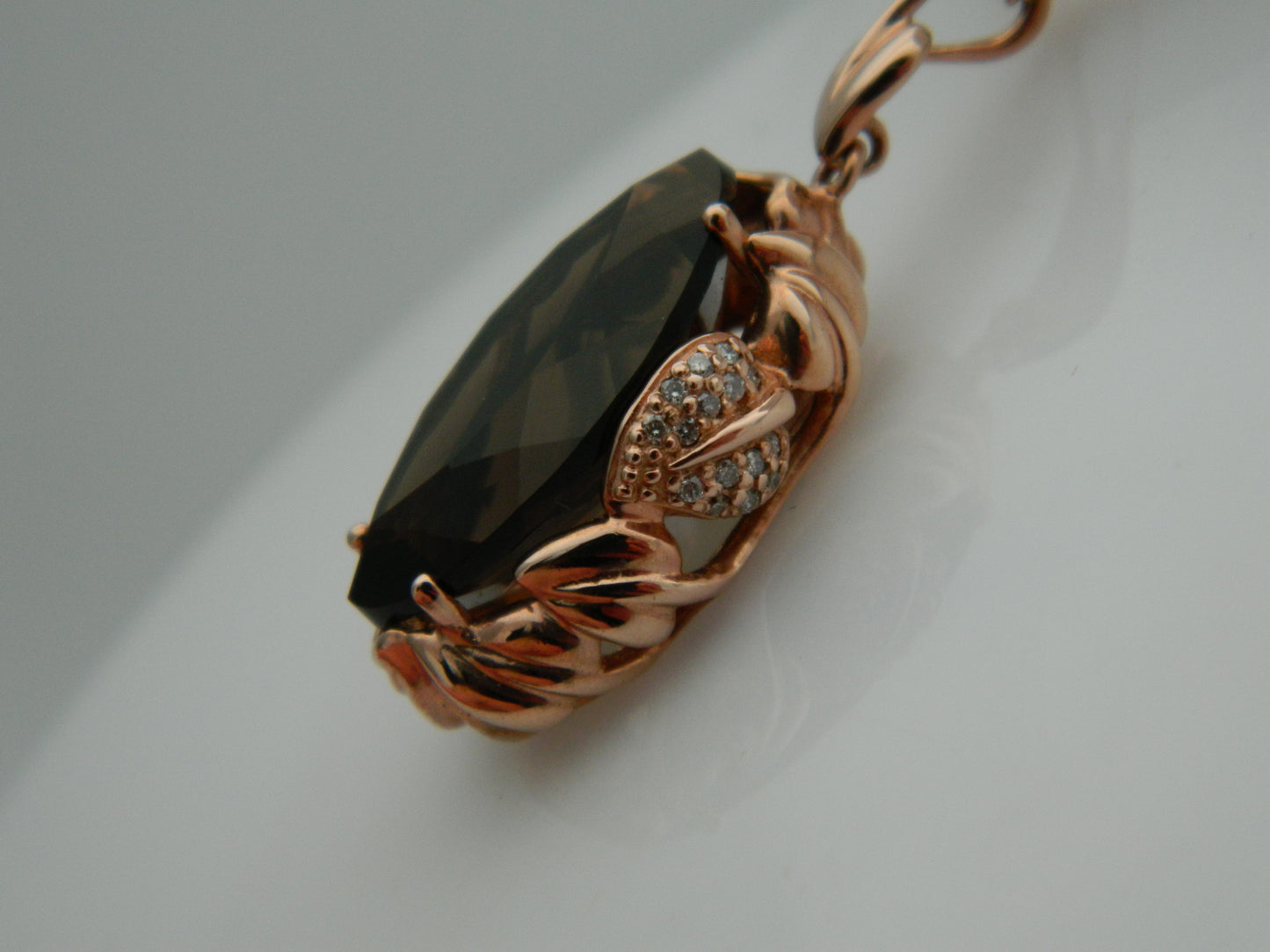 Clogau 9ct Rose Gold Ar Dan Smoky Quartz & Diamond Pendant