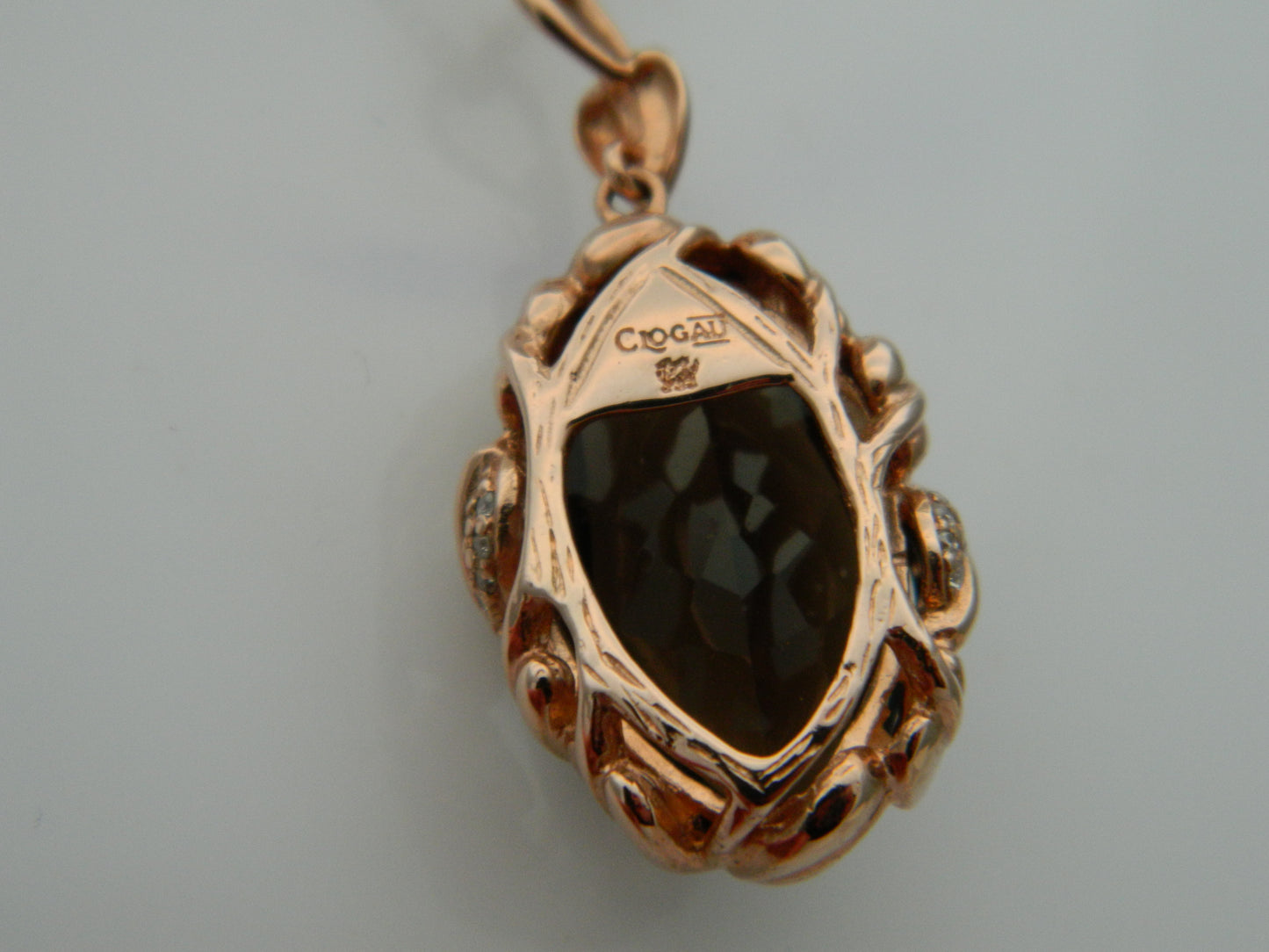 Clogau 9ct Rose Gold Ar Dan Smoky Quartz & Diamond Pendant