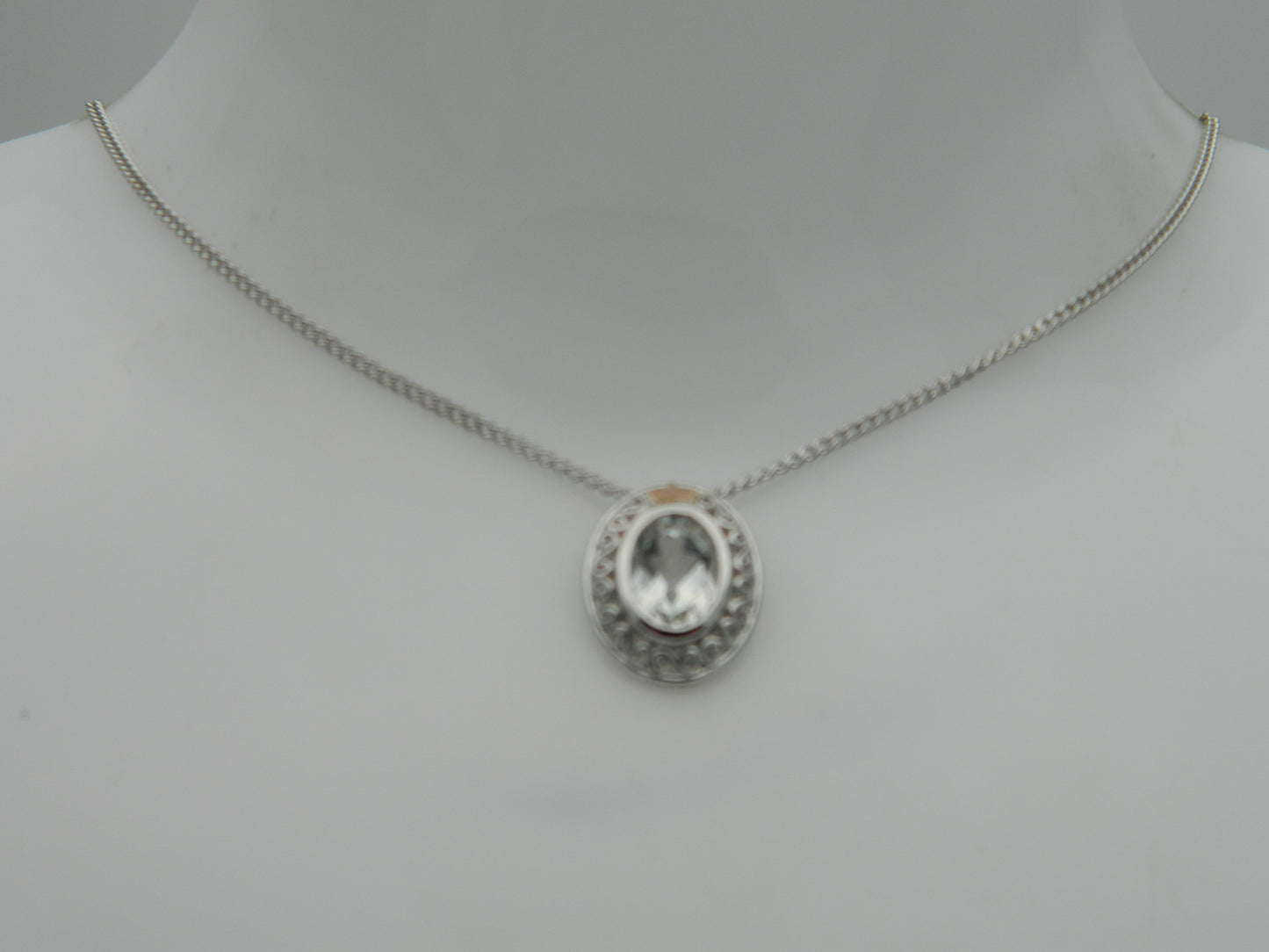 Clogau Sterling Silver & 9ct Rose Gold Looking Glass White Topaz Pendant