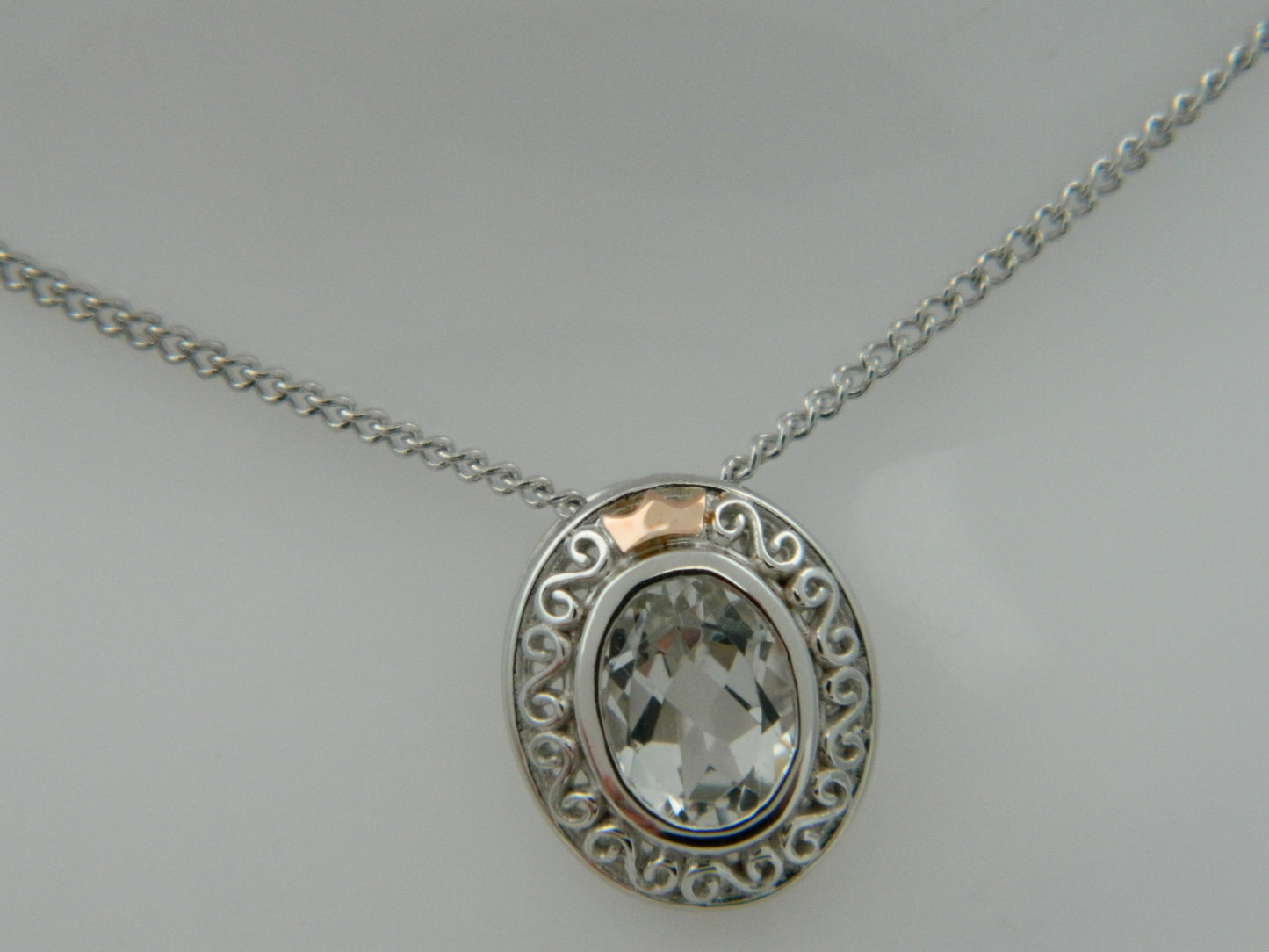 Clogau Sterling Silver & 9ct Rose Gold Looking Glass White Topaz Pendant