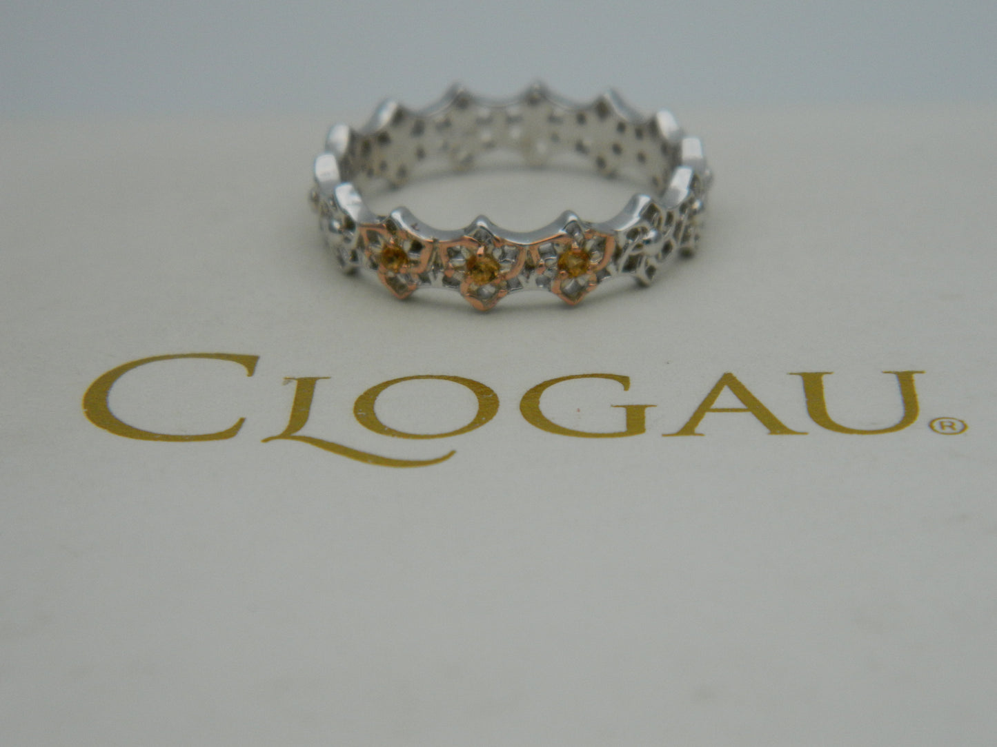 Clogau Sterling Silver &amp; 9ct Rose Gold Eternal Daffodil Citrine Ring