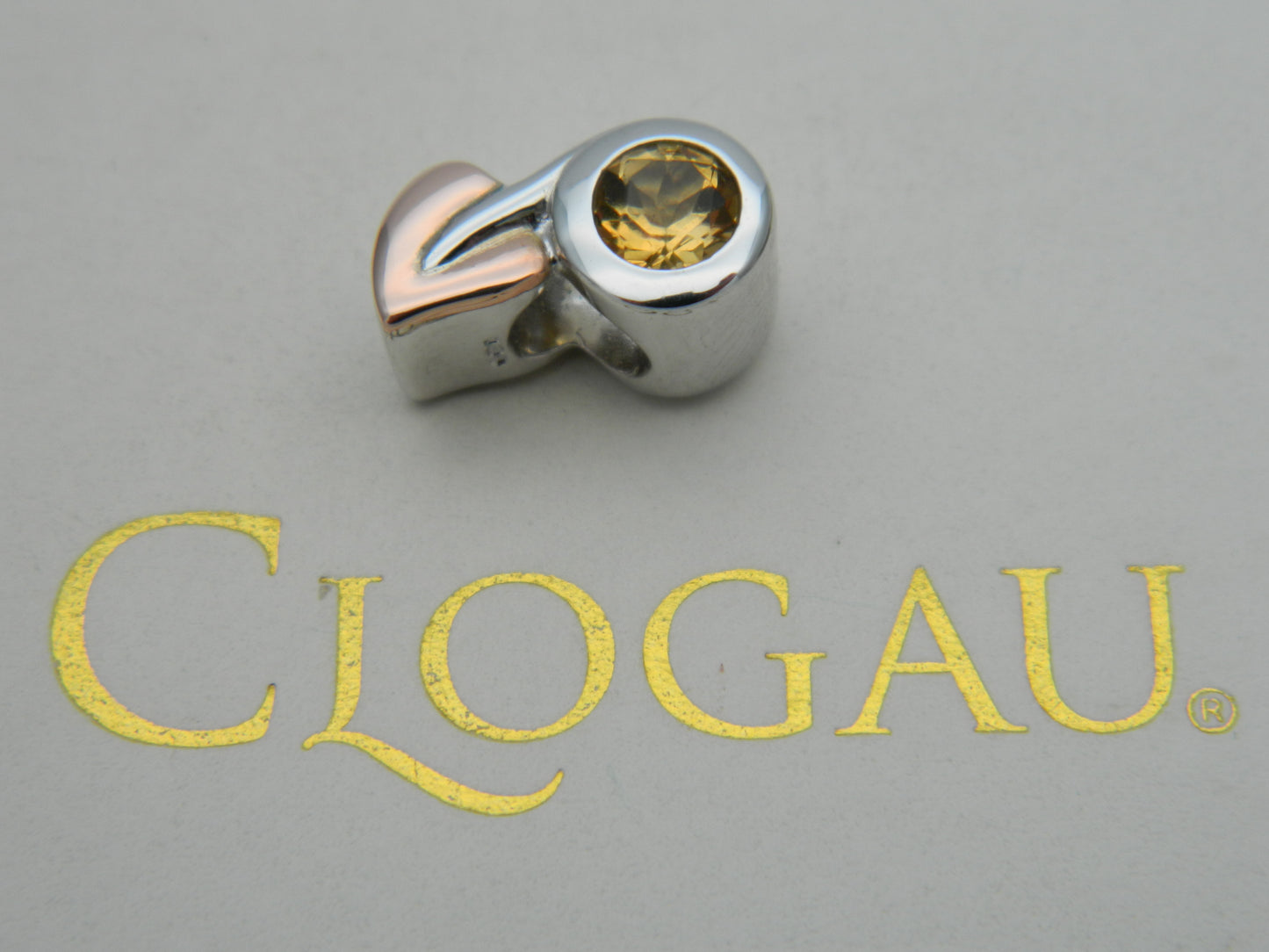 Clogau Sterling Silver & 9ct Rose Gold Citrine (November) Birth Stone Milestones Bead Charm