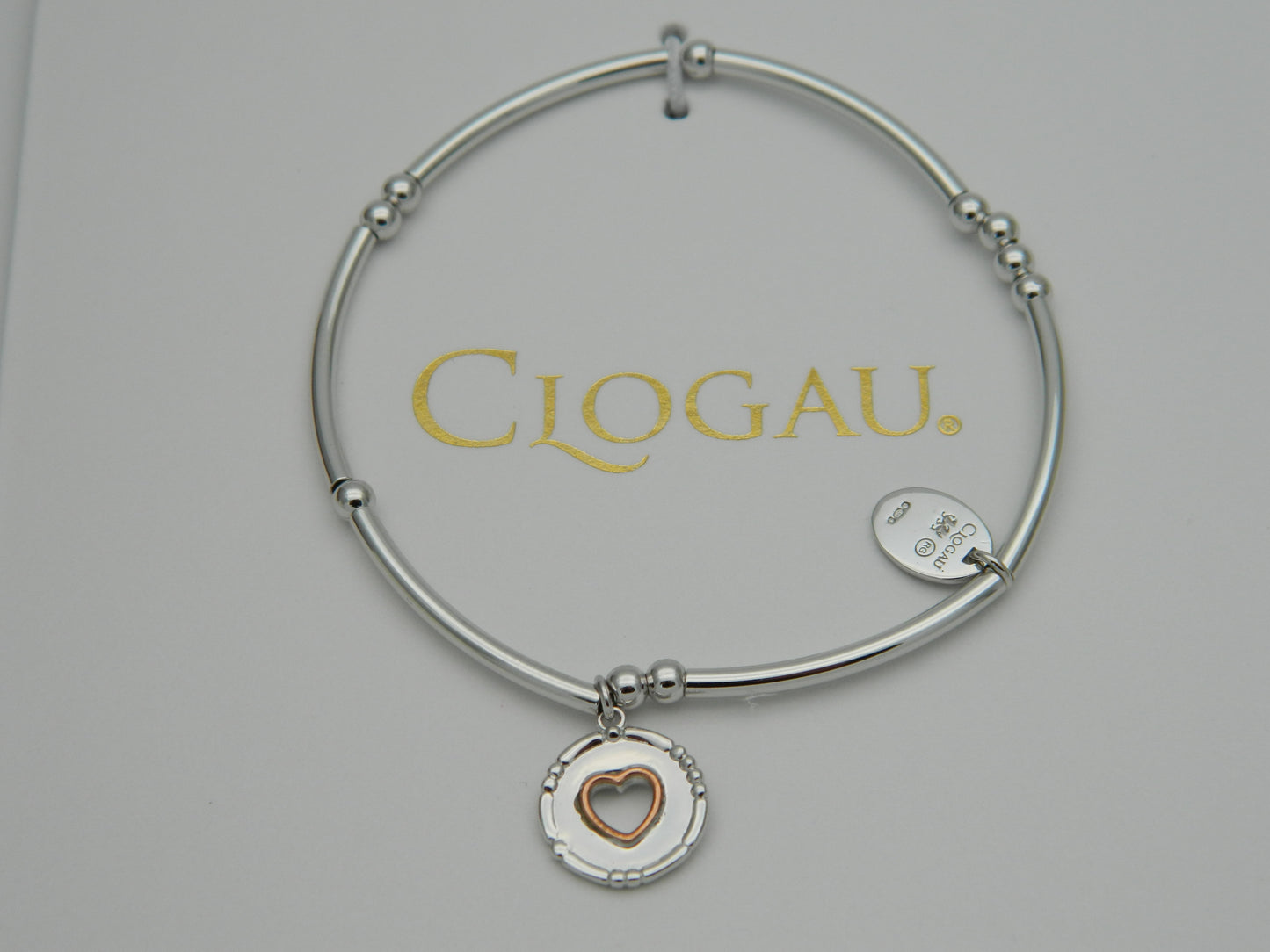 Clogau Sterling Silver & 9ct Rose Gold Cariad Morse Code Affinity Beaded Stretch Bracelet 16cm RRP £139.00