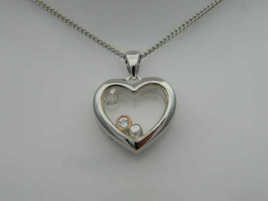 Clogau Sterling Silver & 9ct Rose Gold Inner Charm Heart Pendant