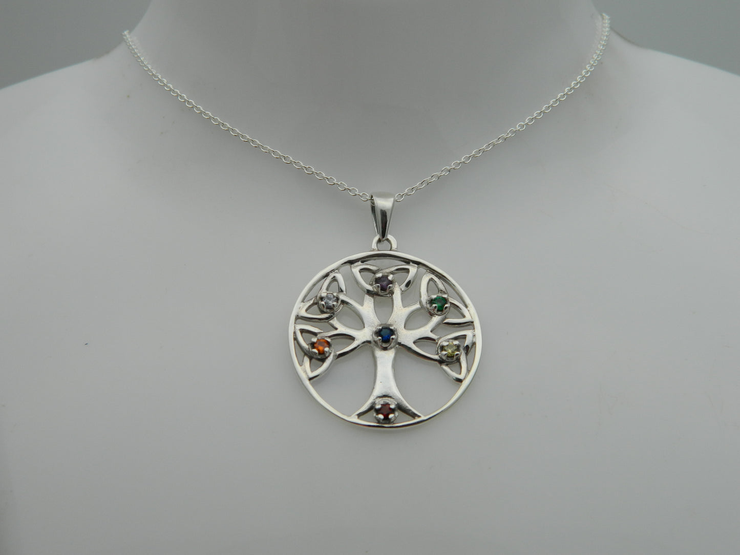 Sterling Silver Chakra Tree Pendant & Chain