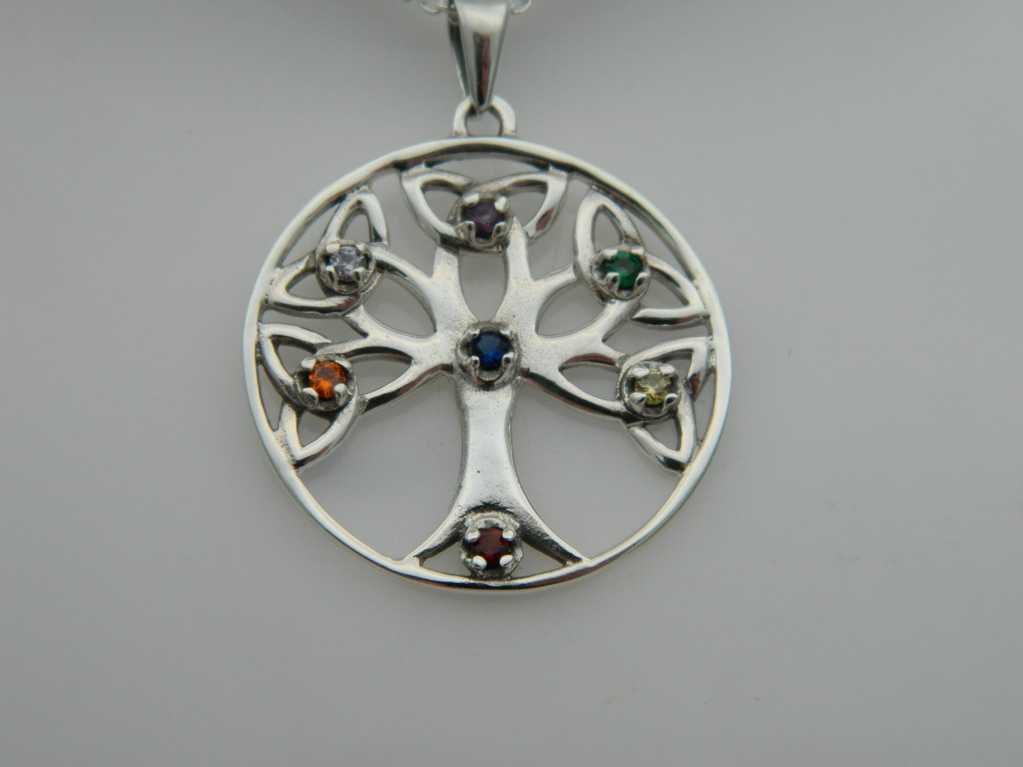 Sterling Silver Chakra Tree Pendant & Chain