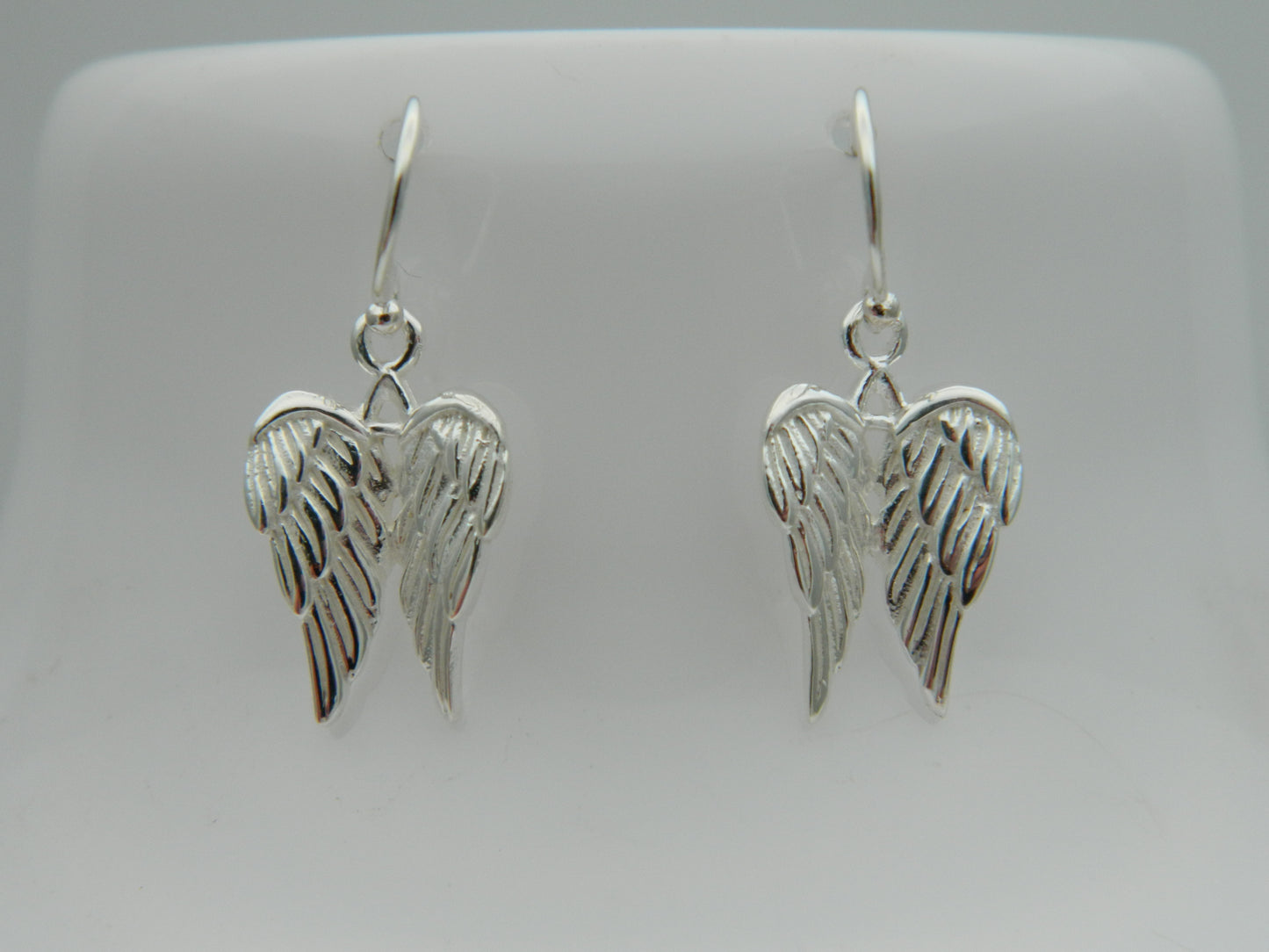 Sterling Silver Double Angel Wings Drop Earrings