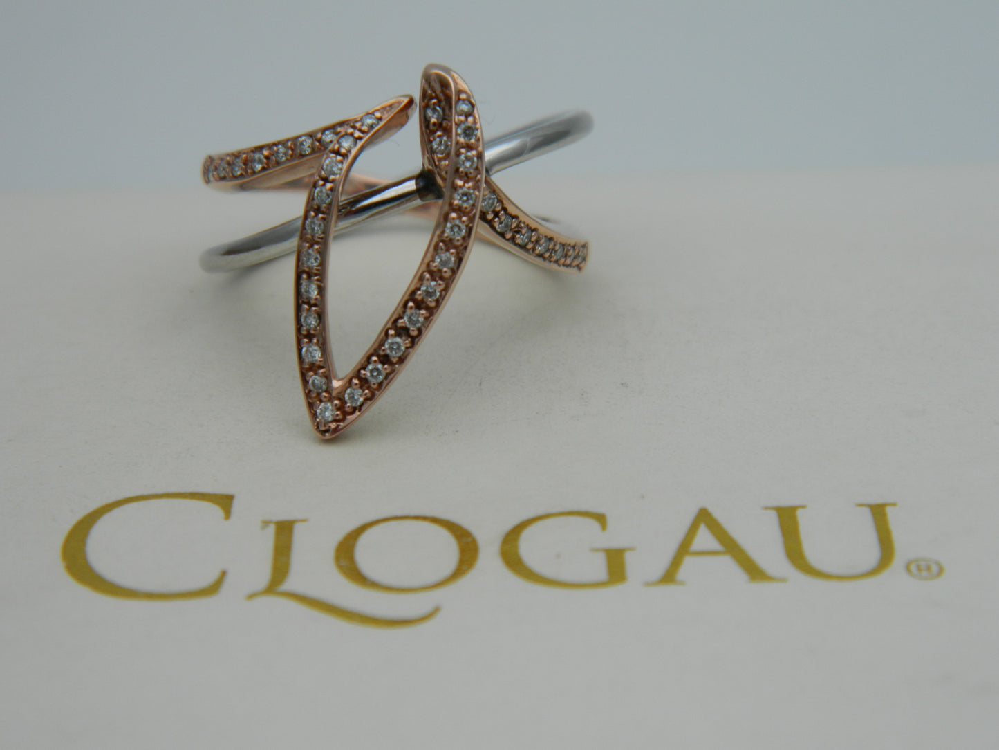 Clogau Sterling Silver & 9ct Rose Gold Second Sight Diamond Ring size M