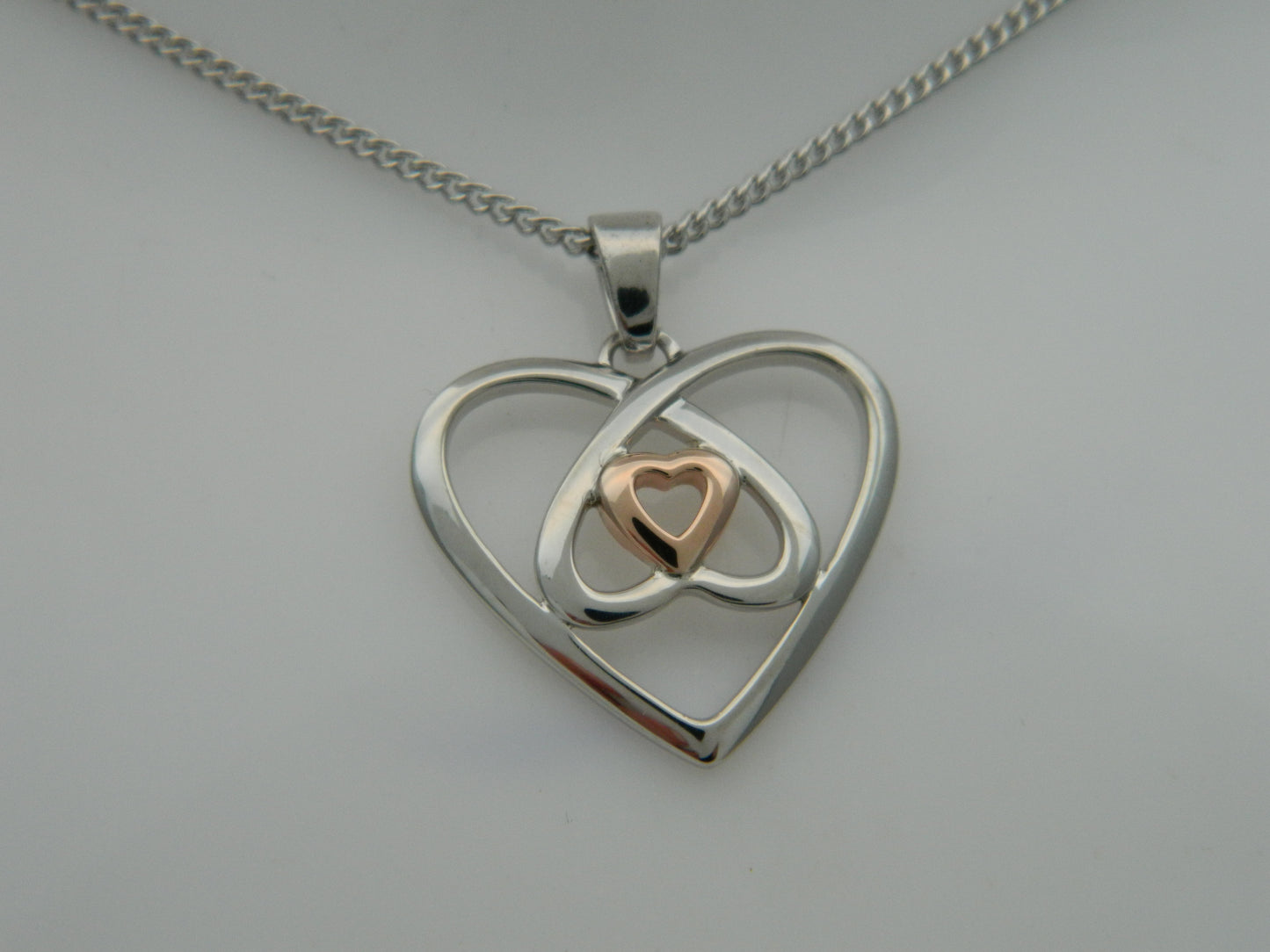 Clogau Sterling Silver & 9ct Rose Gold Celtic Heart Pendant