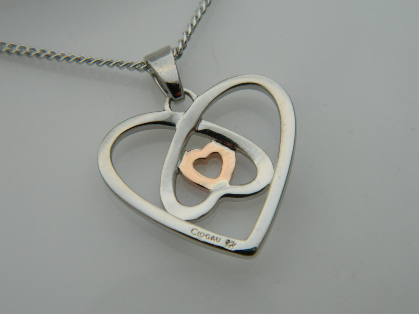 Clogau Sterling Silver & 9ct Rose Gold Celtic Heart Pendant