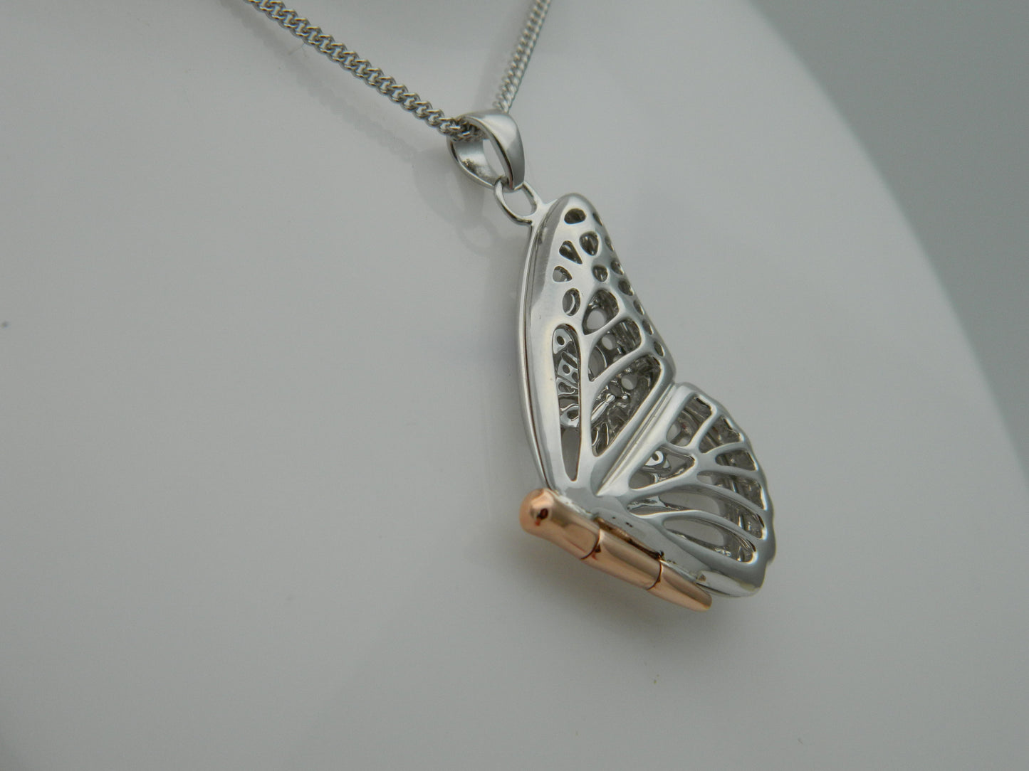 Clogau Sterling Silver & 9ct Rose Gold Large Butterfly Locket