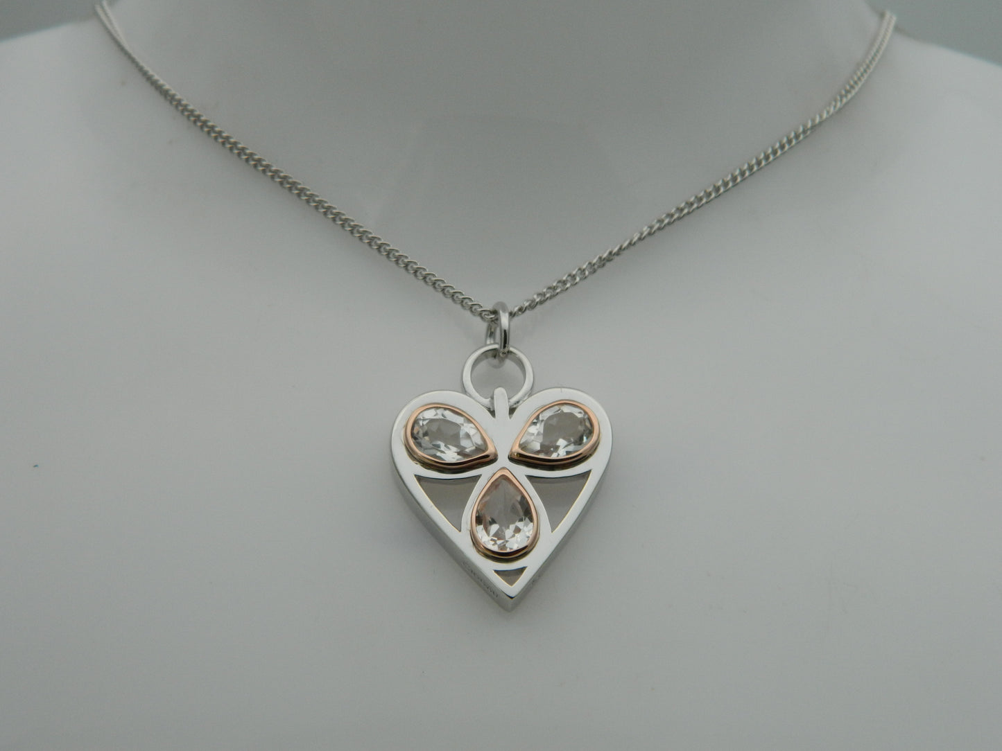 Clogau Sterling Silver & 9ct Rose Gold Heart of Wales Quartz Pendant