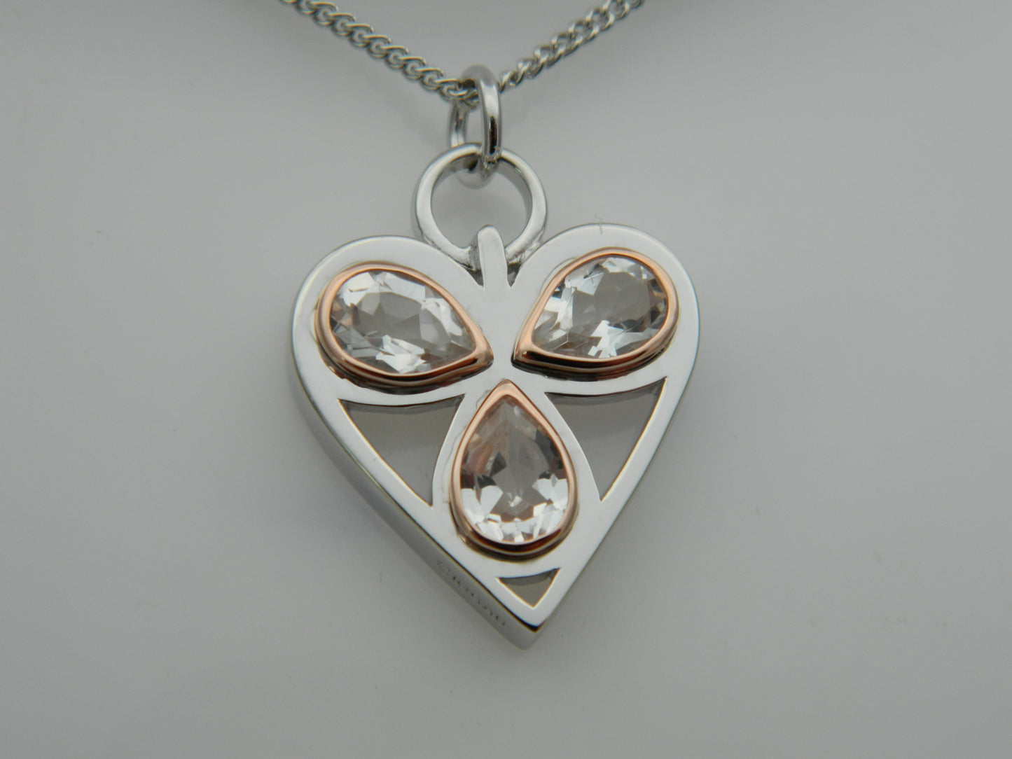 Clogau Sterling Silver & 9ct Rose Gold Heart of Wales Quartz Pendant