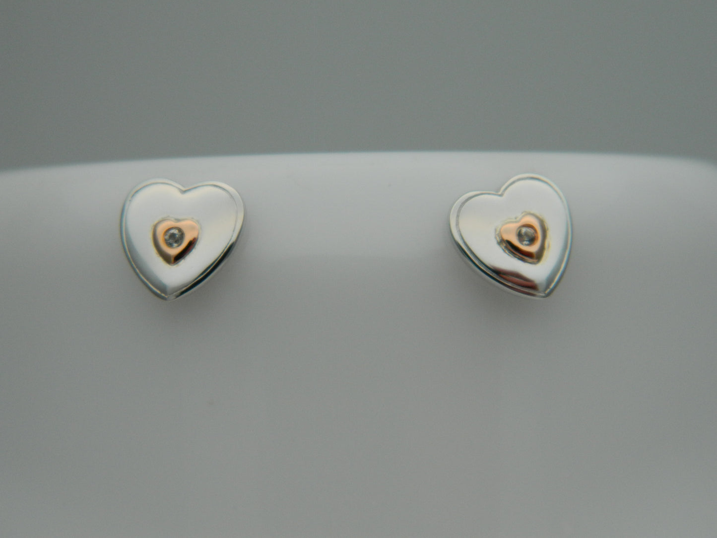 Clogau Sterling Silver & 9ct Rose Gold Cariad Heart Stud Earrings