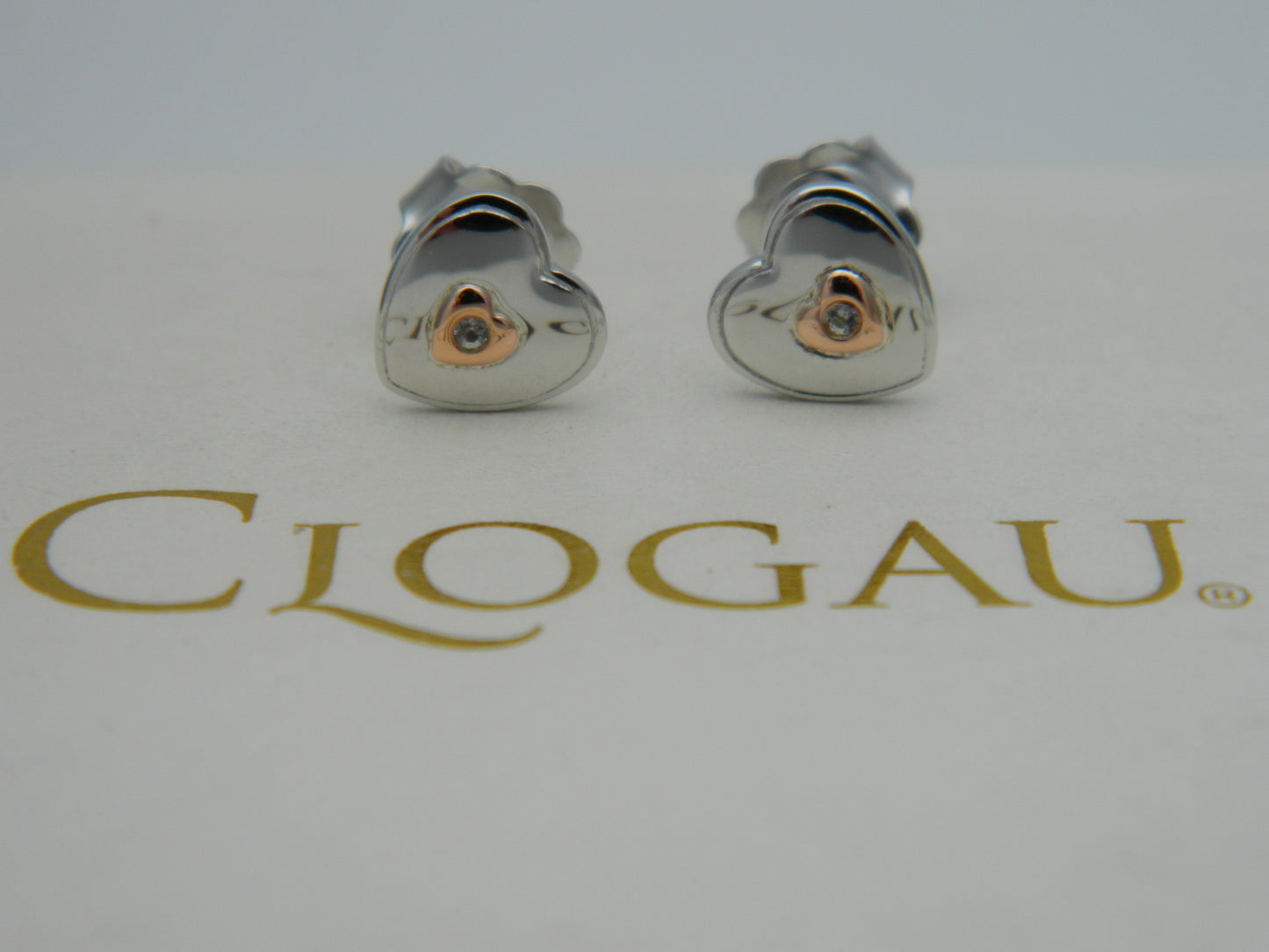 Clogau Sterling Silver & 9ct Rose Gold Cariad Heart Stud Earrings