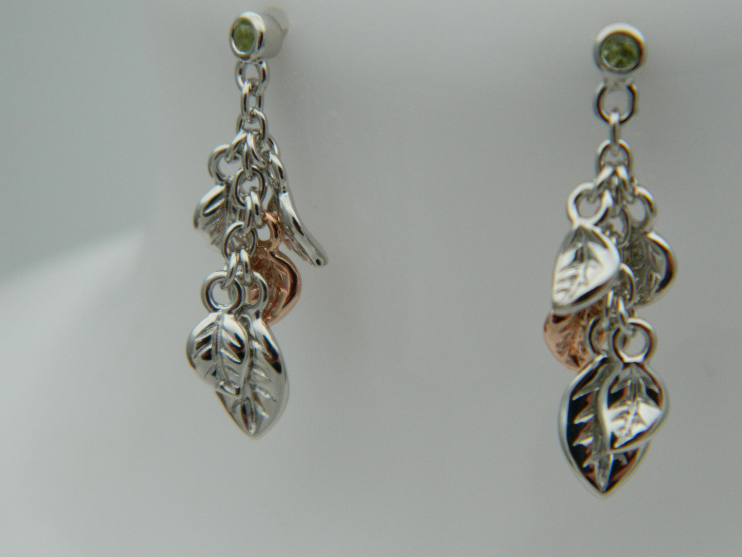 Clogau Sterling Silver & 9ct Rose Gold Awelon Peridot Drop Earrings