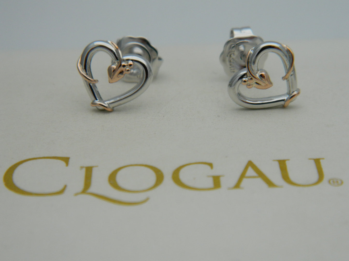 Clogau Sterling Silver & 9ct Rose Gold Tree of Life Vine Heart Stud Earrings