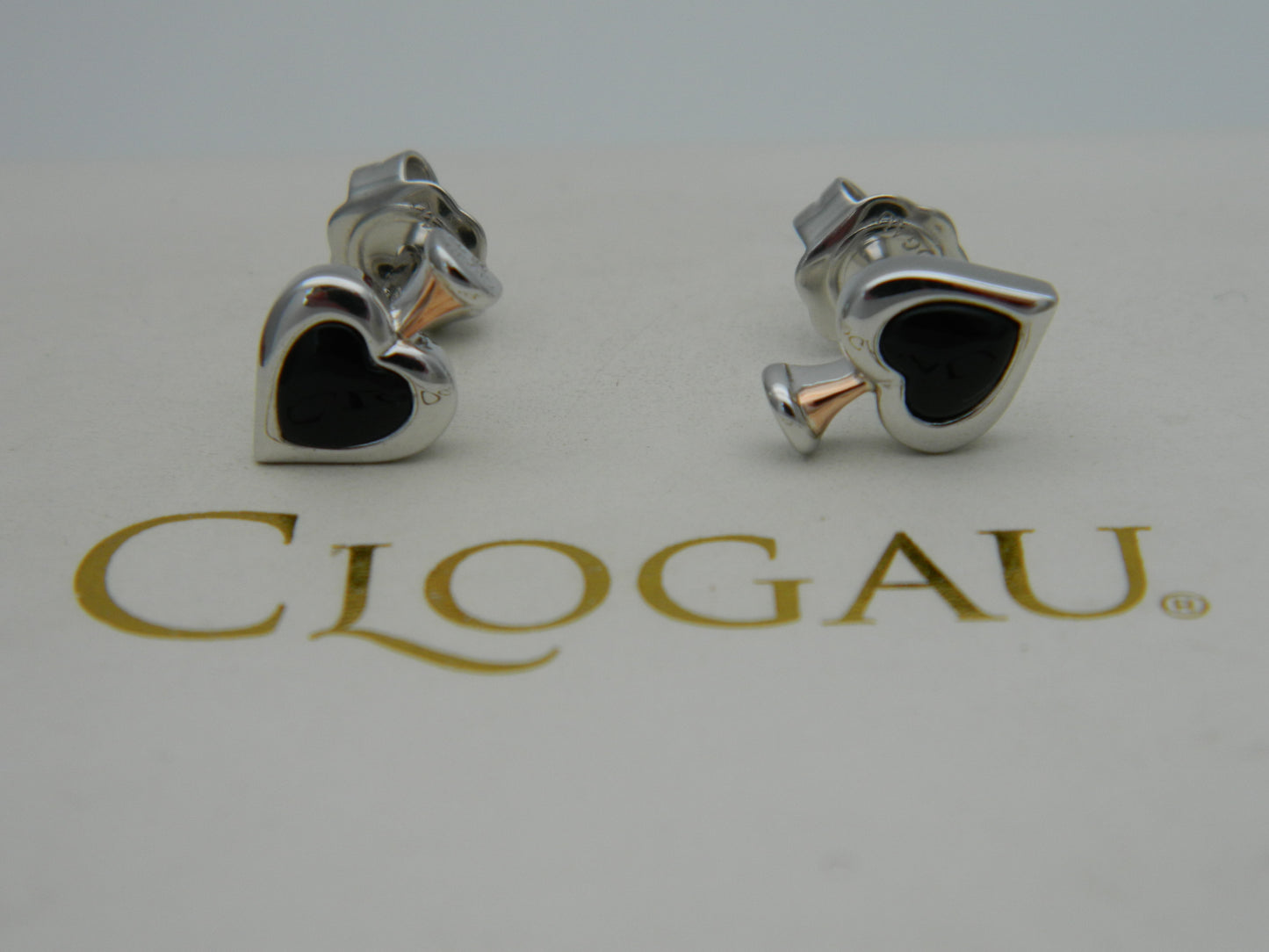 Clogau Sterling Silver & 9ct Rose Gold Magical Alice Agate Heart Stud Earrings