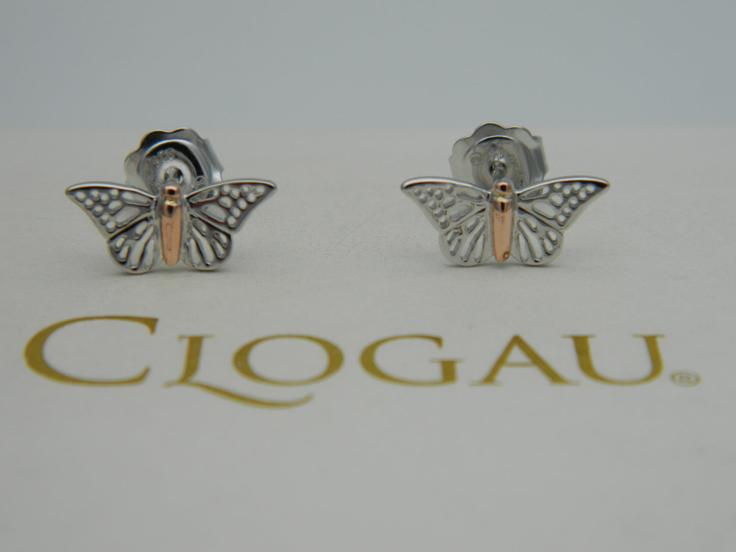 Clogau Sterling Silver & 9ct Rose Gold Butterfly Stud Earrings