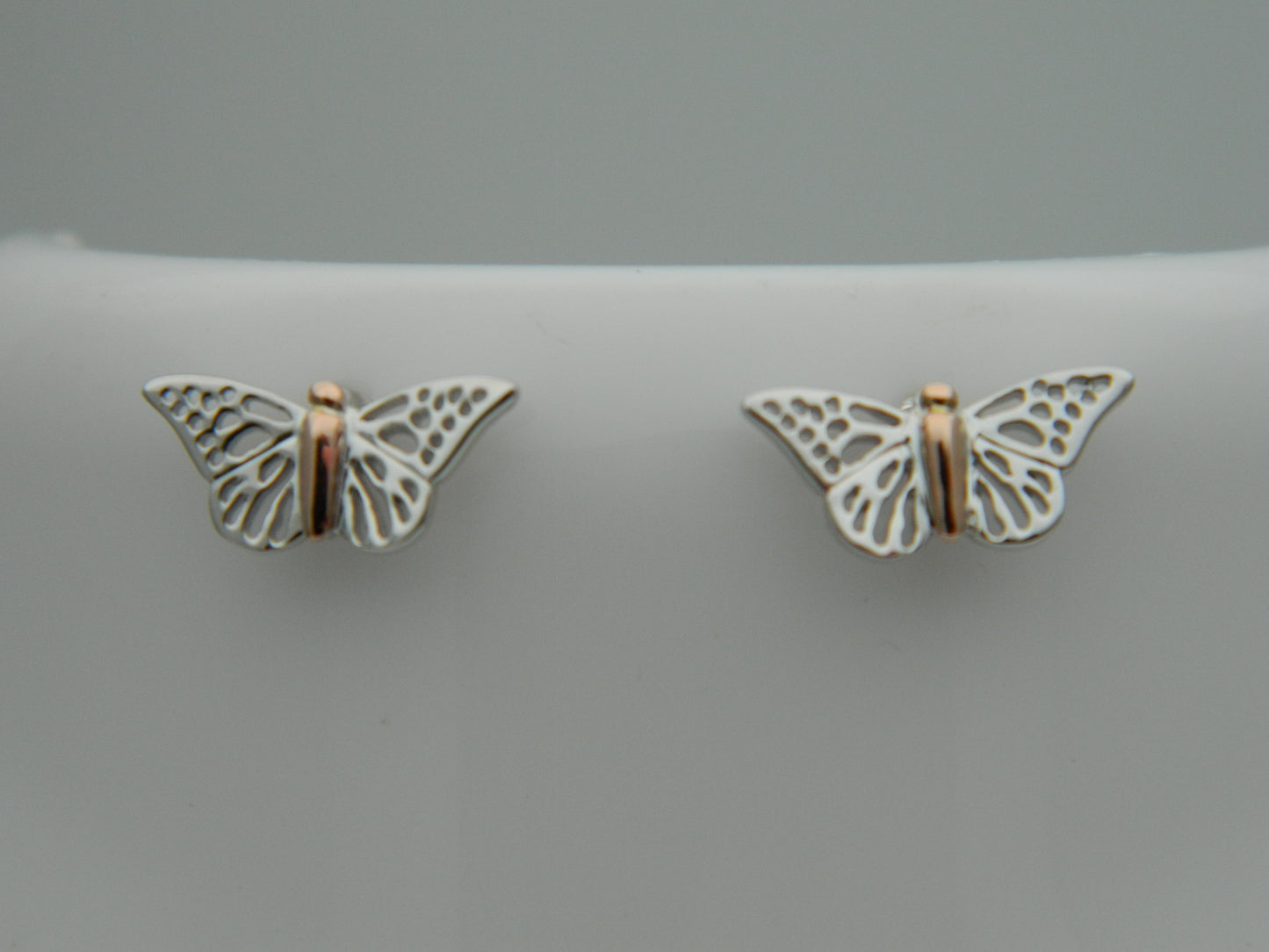 Clogau Sterling Silver & 9ct Rose Gold Butterfly Stud Earrings