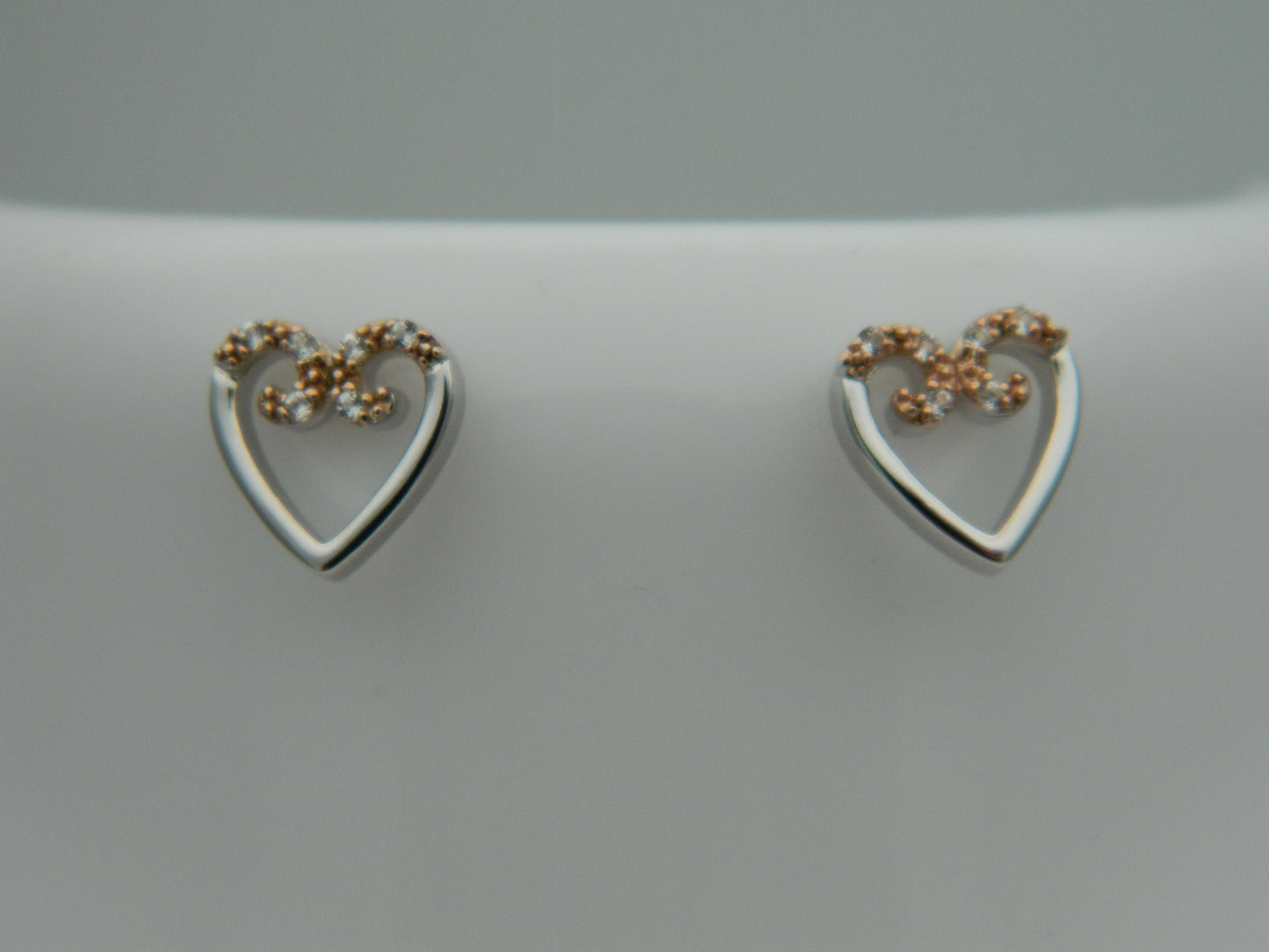 Clogau Sterling Silver & 9ct Rose Gold Affinity Heart Topaz Stud Earrings