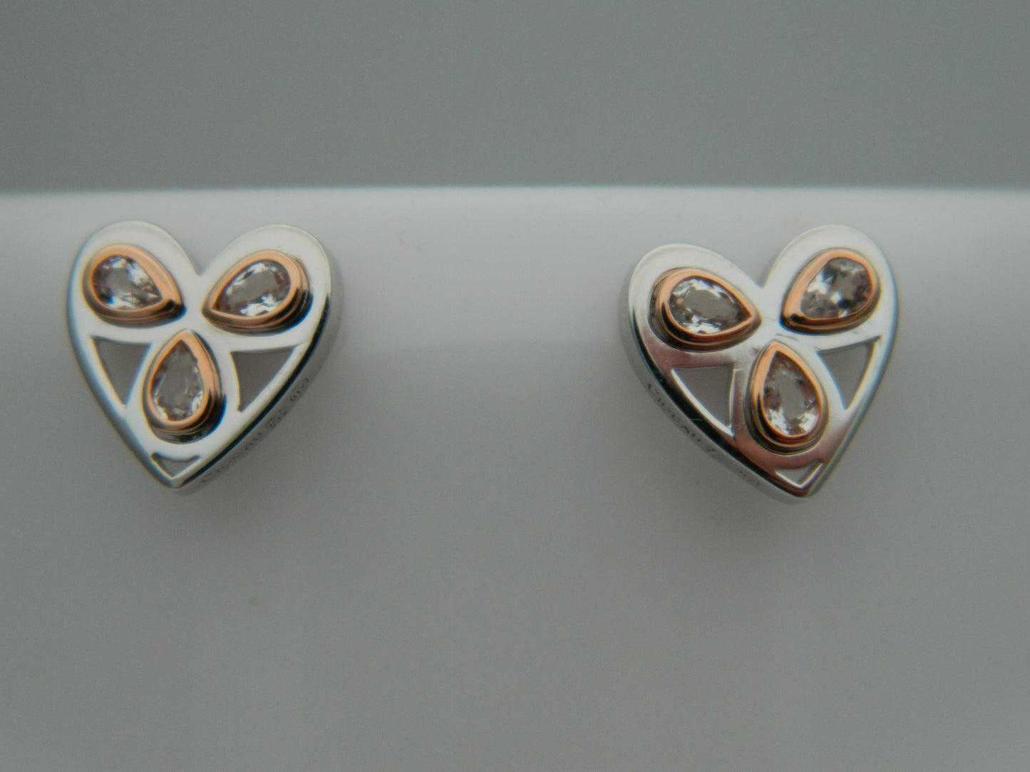 Clogau Sterling Silver & 9ct Rose Gold Heart of Wales Quartz Stud Earrings